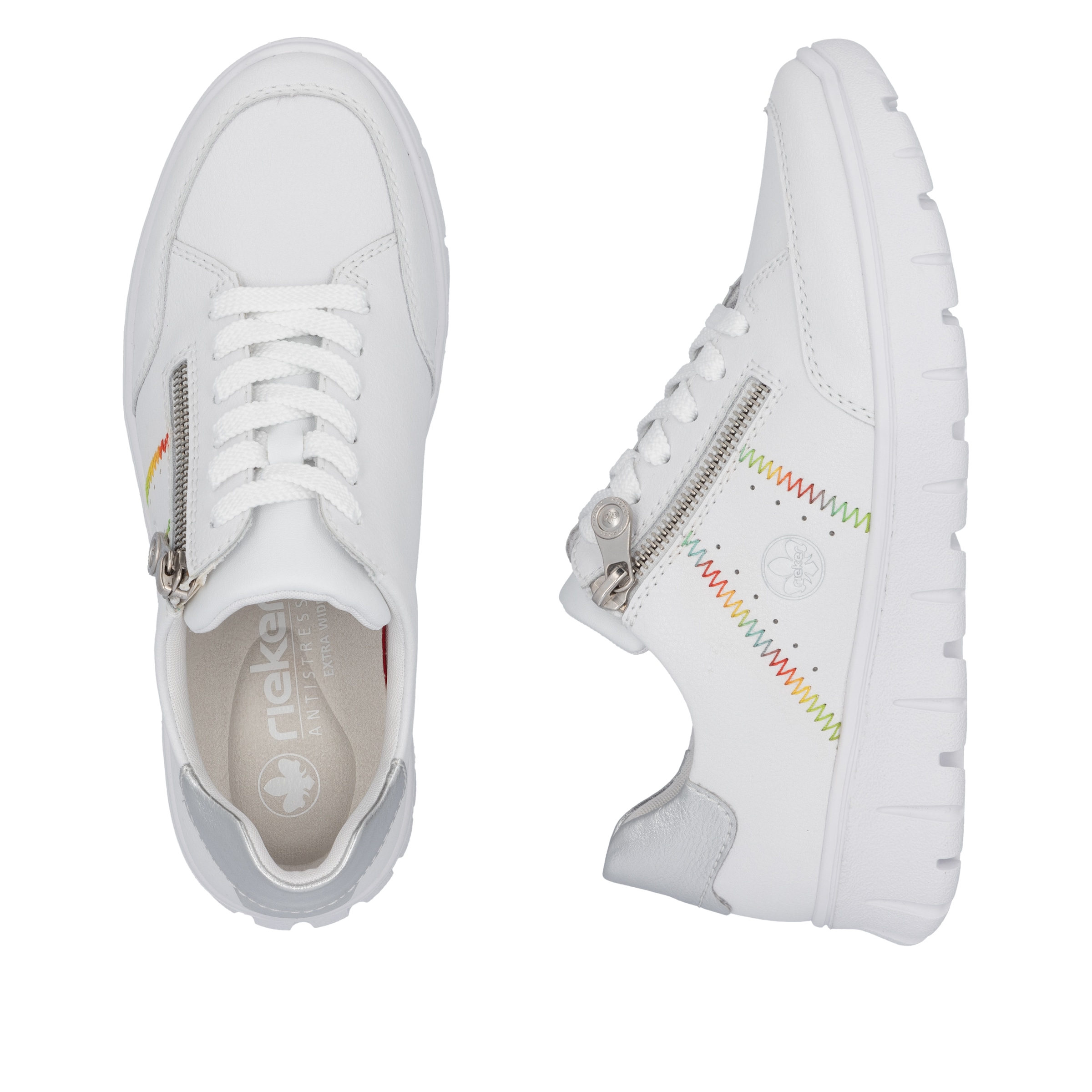 Rieker Sneaker, Schnürschuh, Halbschuh, Freizeitsneaker, seitlicher Reißverschluss