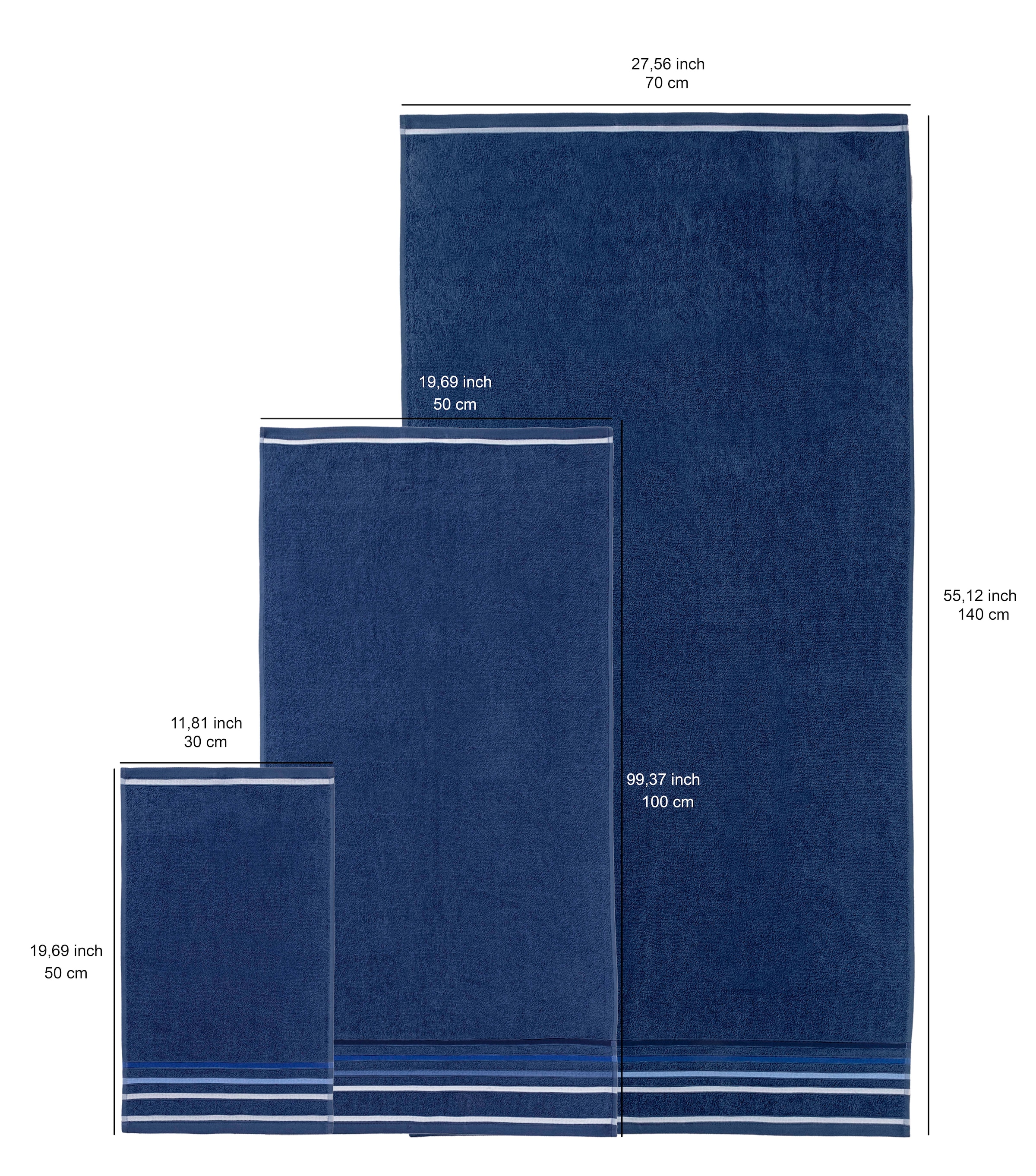 OTTO home Handtuch Set »Niki, Duschtuch, Handtücher und Gästetücher« Set Walkfrottee Handtücher mit mehrfarbiger Streifenbordüre, weich, aus 100% Baumwolle