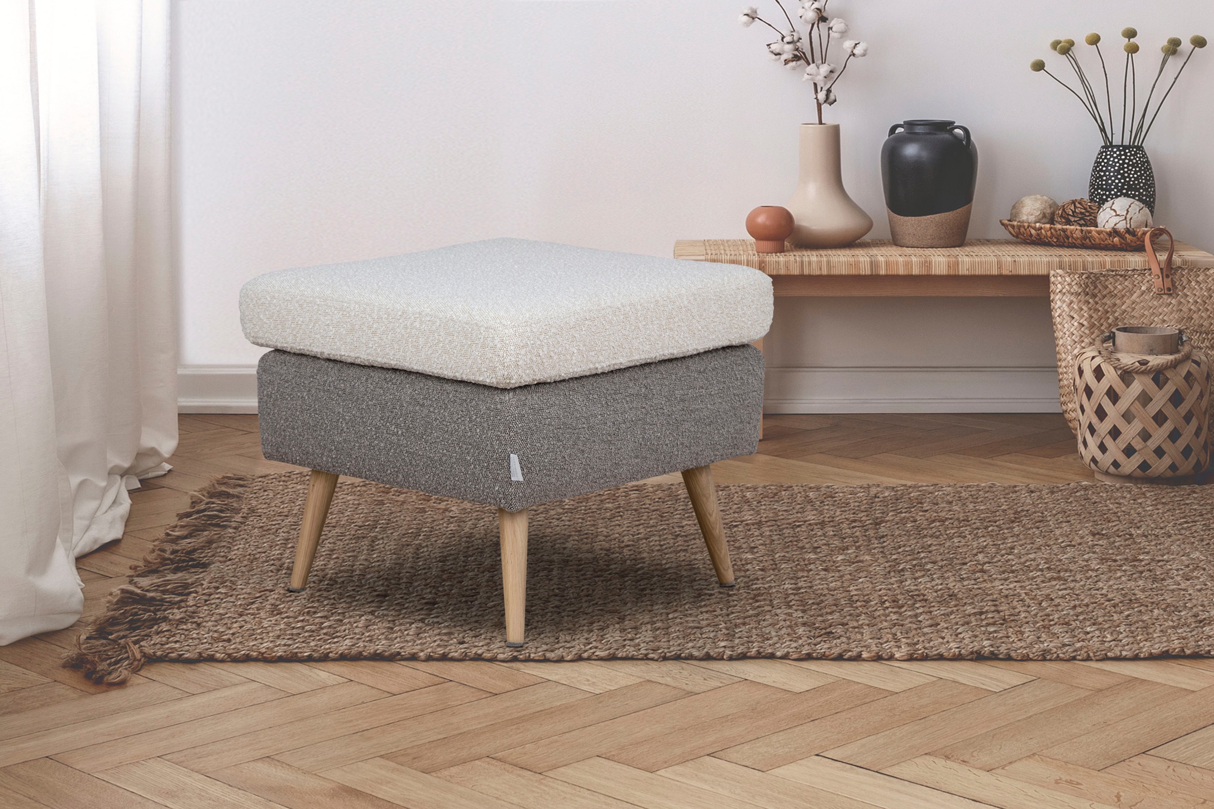 Home affaire Hocker "Salla" 2-farbig, Bouclé oder Struktur fein, passend zu günstig online kaufen