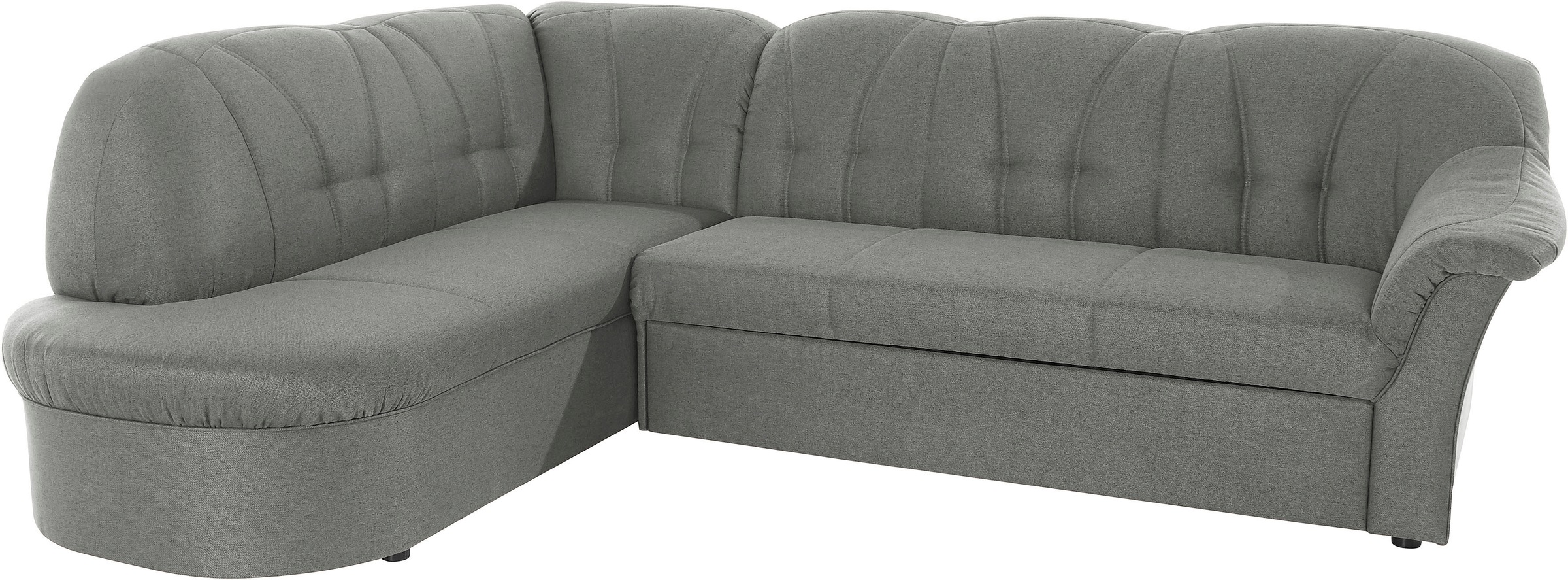 Ecksofa DOMO COLLECTION "Pegnitz, zeitlose und elegante Rückensteppung, Breite 246cm, L-Form", grau, B:246cm H:82cm T:180cm, 100% Polyester, Sofas, Ecksofa, wahlweise mit Bettfunktion 7