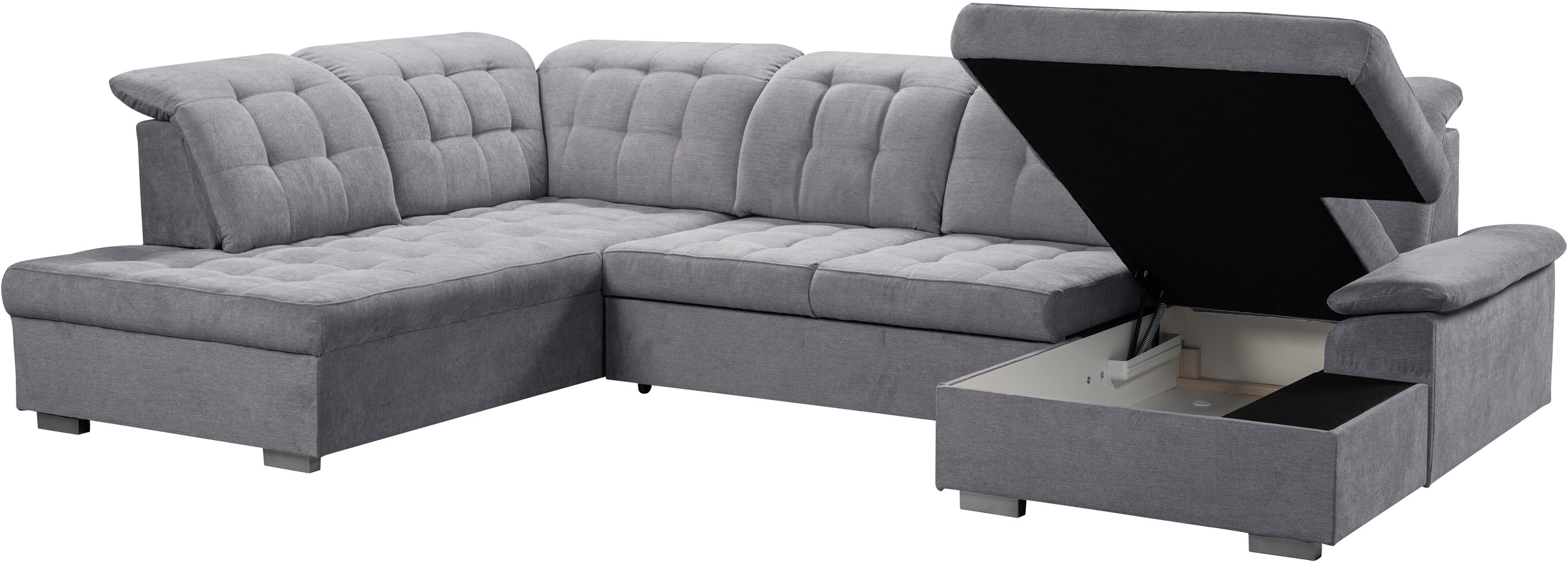 WERK2 Wohnlandschaft »Kordula-New U-Form«, Sofa in U-Form mit Schlaffunktion & Bettkasten, Schlafcouch