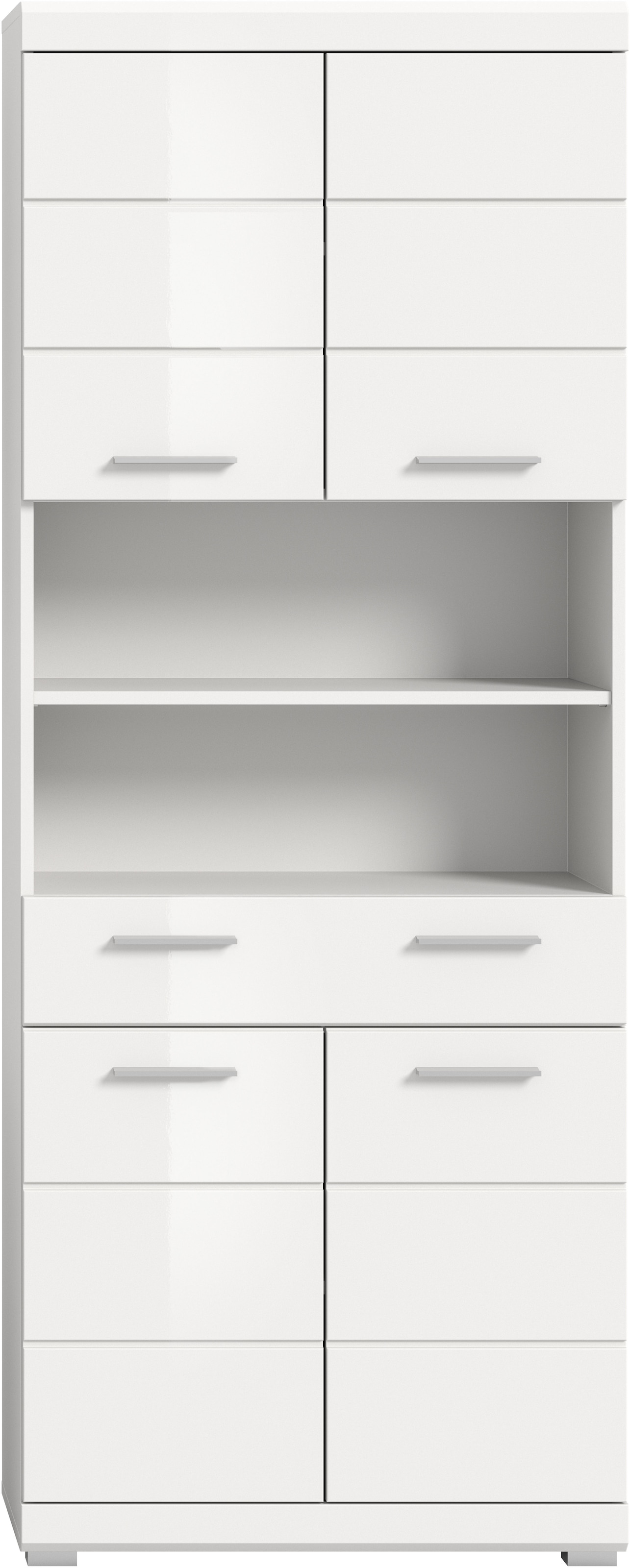 INOSIGN Hochschrank »Siena, Breite 74cm, 4 Türen, 1 Schubkasten, 2 offene Fächer, MDF-Front«, in verschiedenen Farben erhältlich, Badmöbel, Badschrank, Schrank, Bad