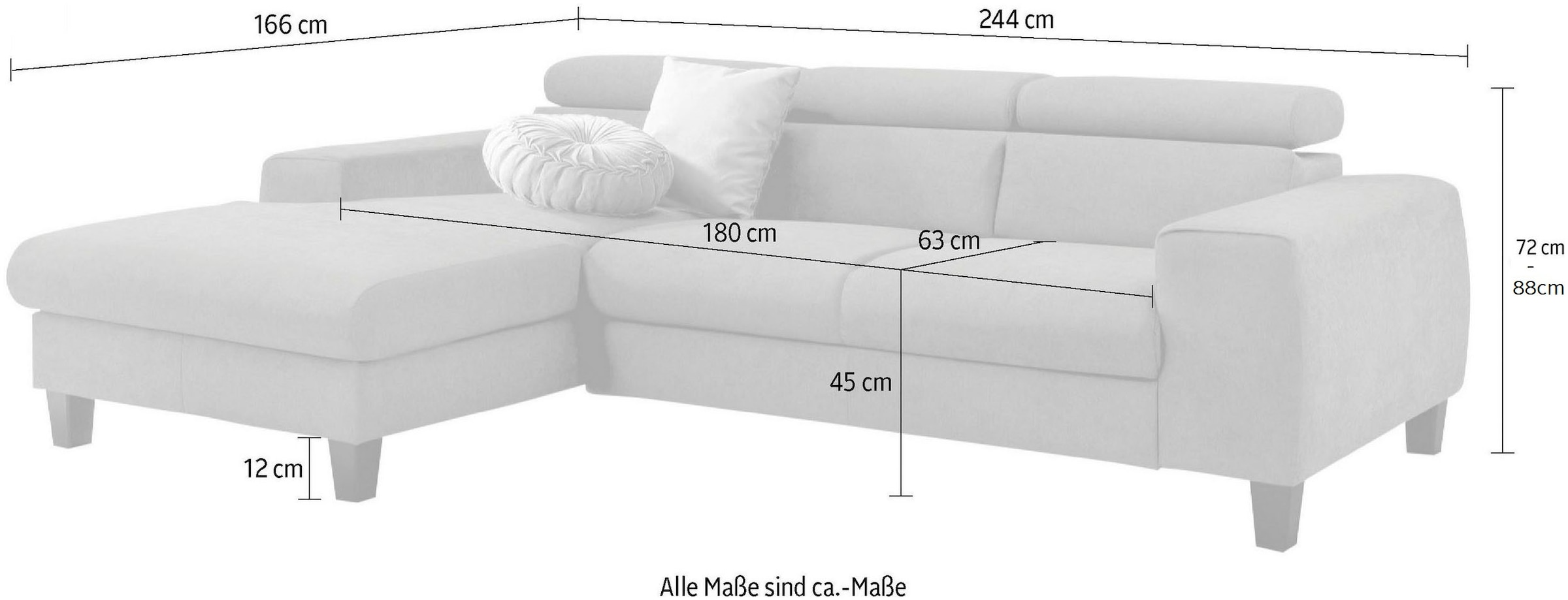 COTTA Ecksofa "Morven L-Form", Inklusive Kopfteilverstellung, wahlweise mit günstig online kaufen