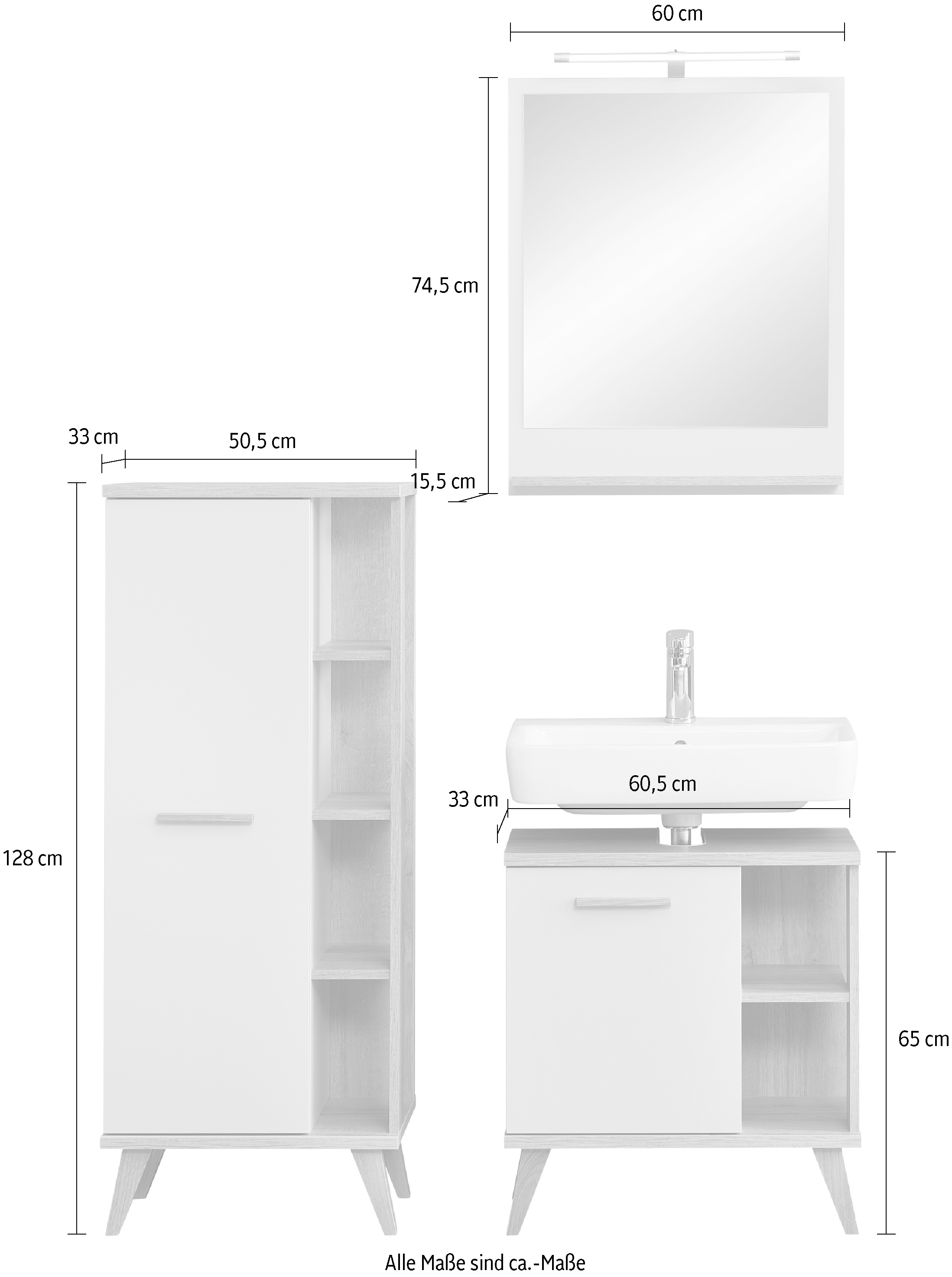 Saphir Badmöbel-Set »Quickset 966, mit Türdämpfer, Badezimmer-Set« 4 Stk. tlg.