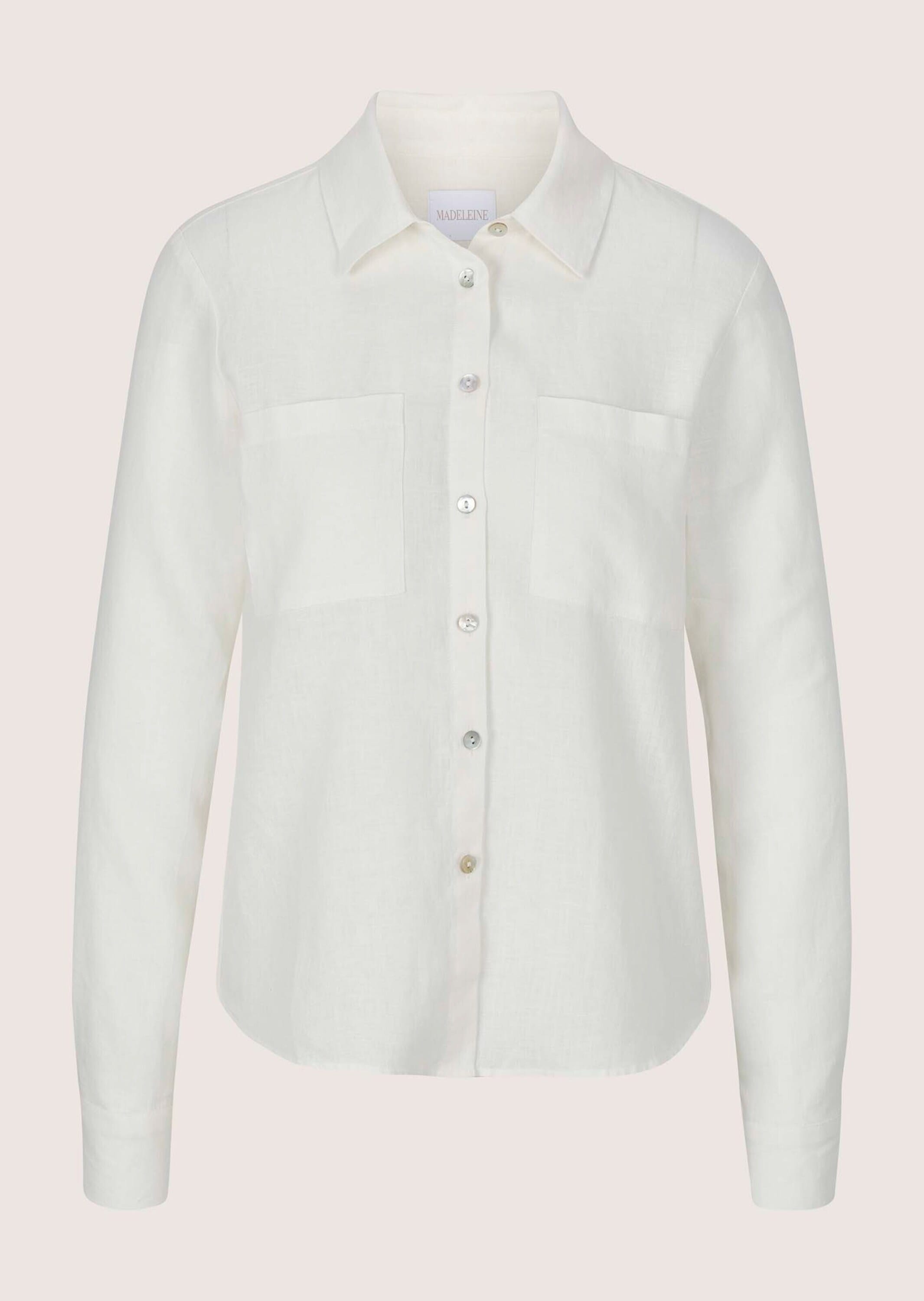 MADELEINE Hemdbluse "Leinenhemd Hemdbluse mit Taschen" Hemdblusenschnitt günstig online kaufen