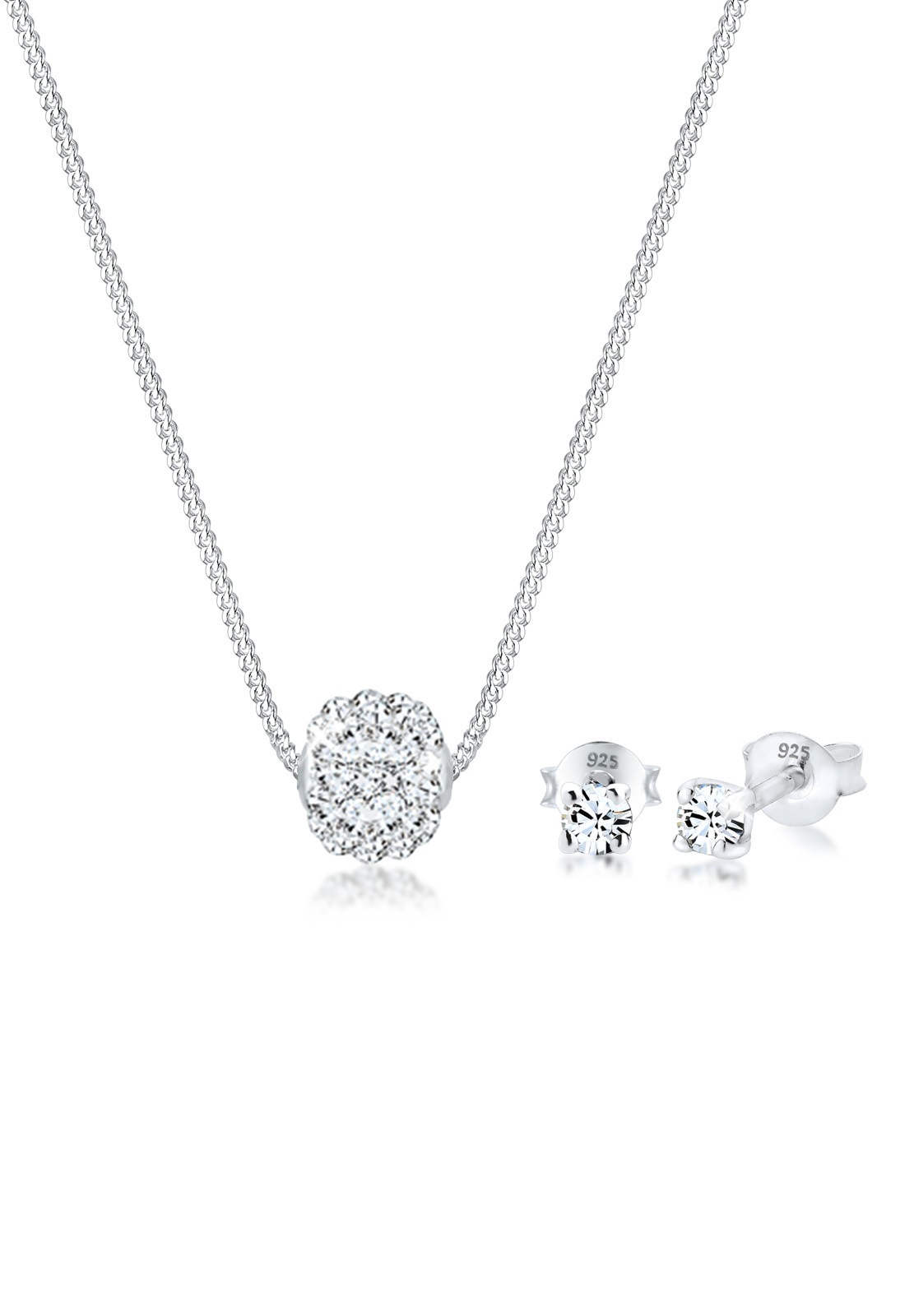 ELLI Damen Schmuckset "Weiß 925 Sterling Silber, mit Kristallen von Swarovski", onesize,mit Stein, silber, Silber 925 (Sterlingsilber), Schmuck_Sets