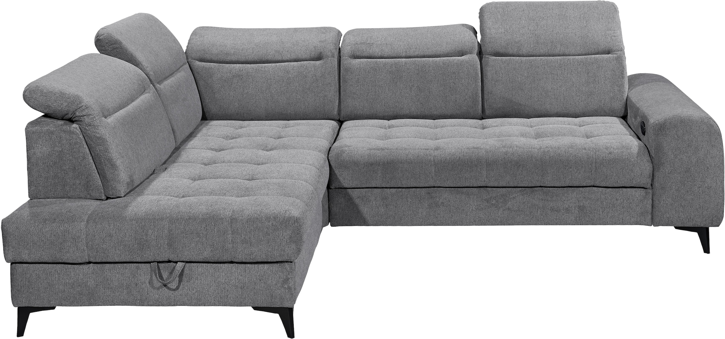 ED EXCITING DESIGN Ecksofa »Rockdale L-Form mit Bettfunktion, Bettkasten«, Kopfteilverstellung, Sitztiefenverstellung & USB-Port