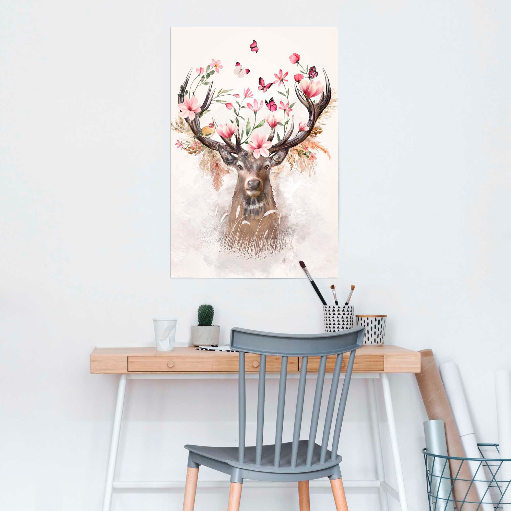 Reinders! Poster »Hirsch in Blumen« | bestellen BAUR
