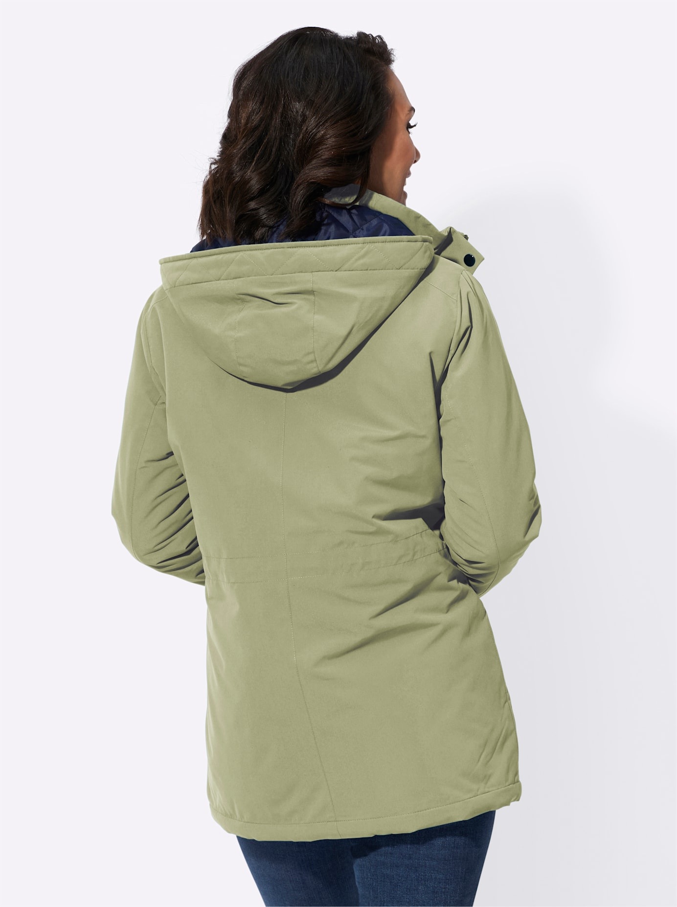 Langjacke CASUAL LOOKS, Damen, Gr. 44, grün (schilf), 100% Polyester, unifarben, Jacken Langjacke 2