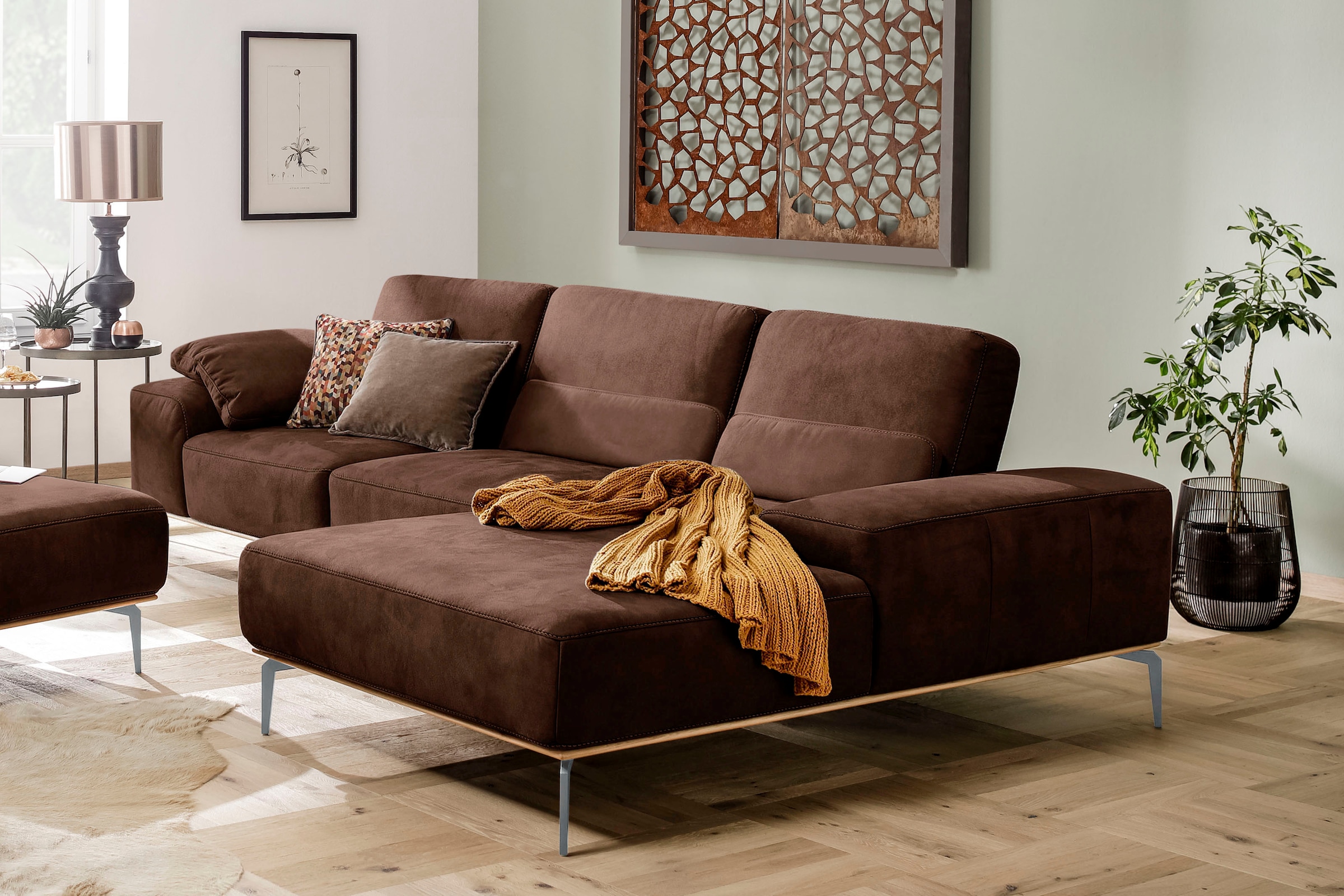 W.SCHILLIG Ecksofa "run", mit elegantem Holzsockel, Füße in Silber matt, Br günstig online kaufen