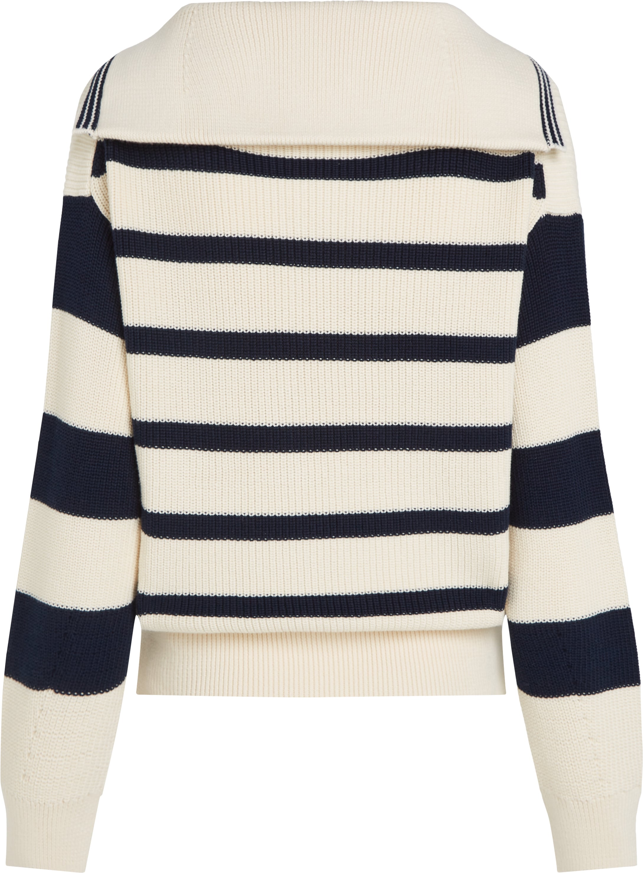 Tommy Hilfiger Polokragenpullover »CO CARDI STITCH OPEN POLO SWT LS«, mit Perlfangmuster, Polokragen, Logostickerei