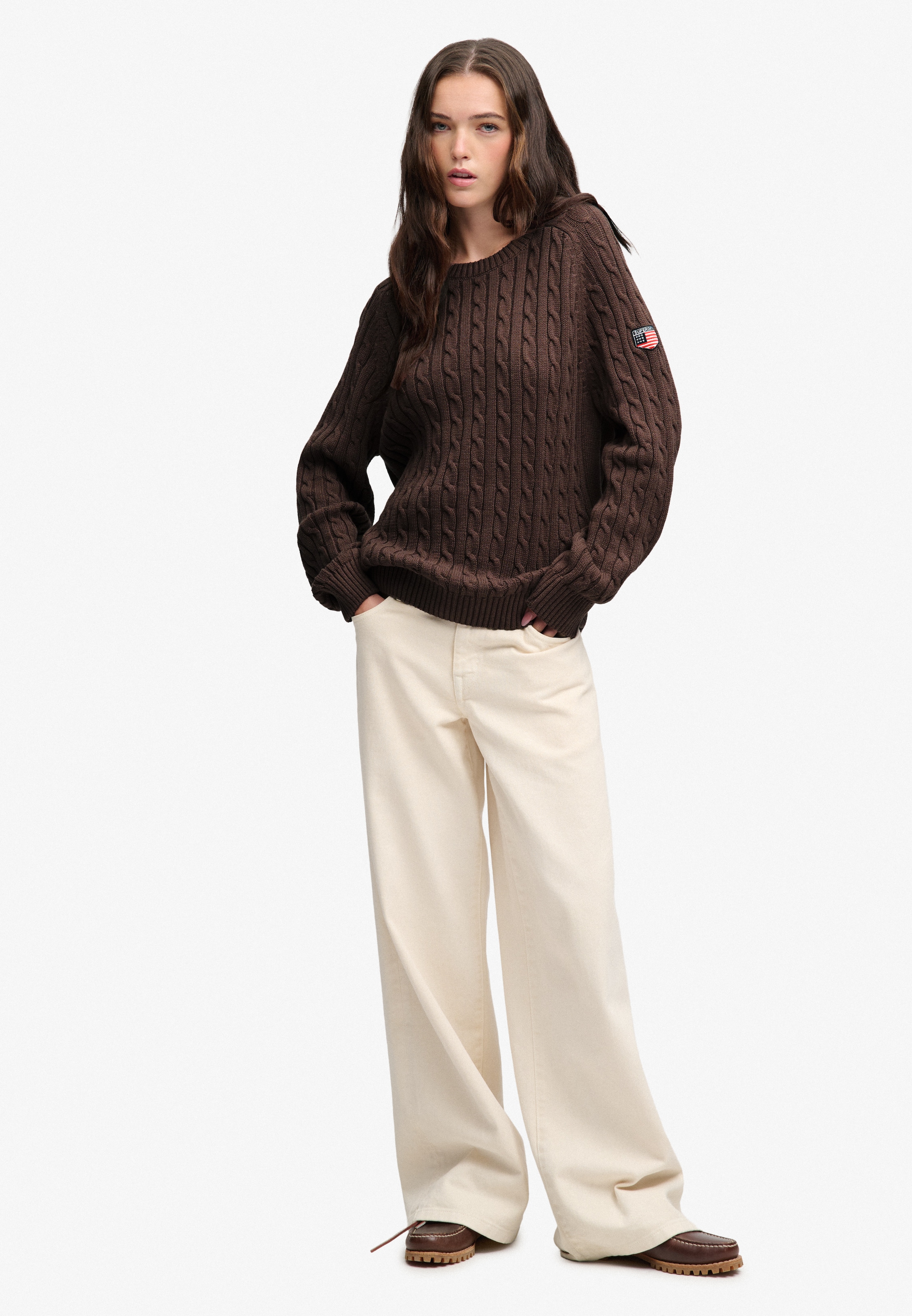 Superdry Strickpullover »SLOUCHY CABLE KNIT« Baumwolle, loose fit