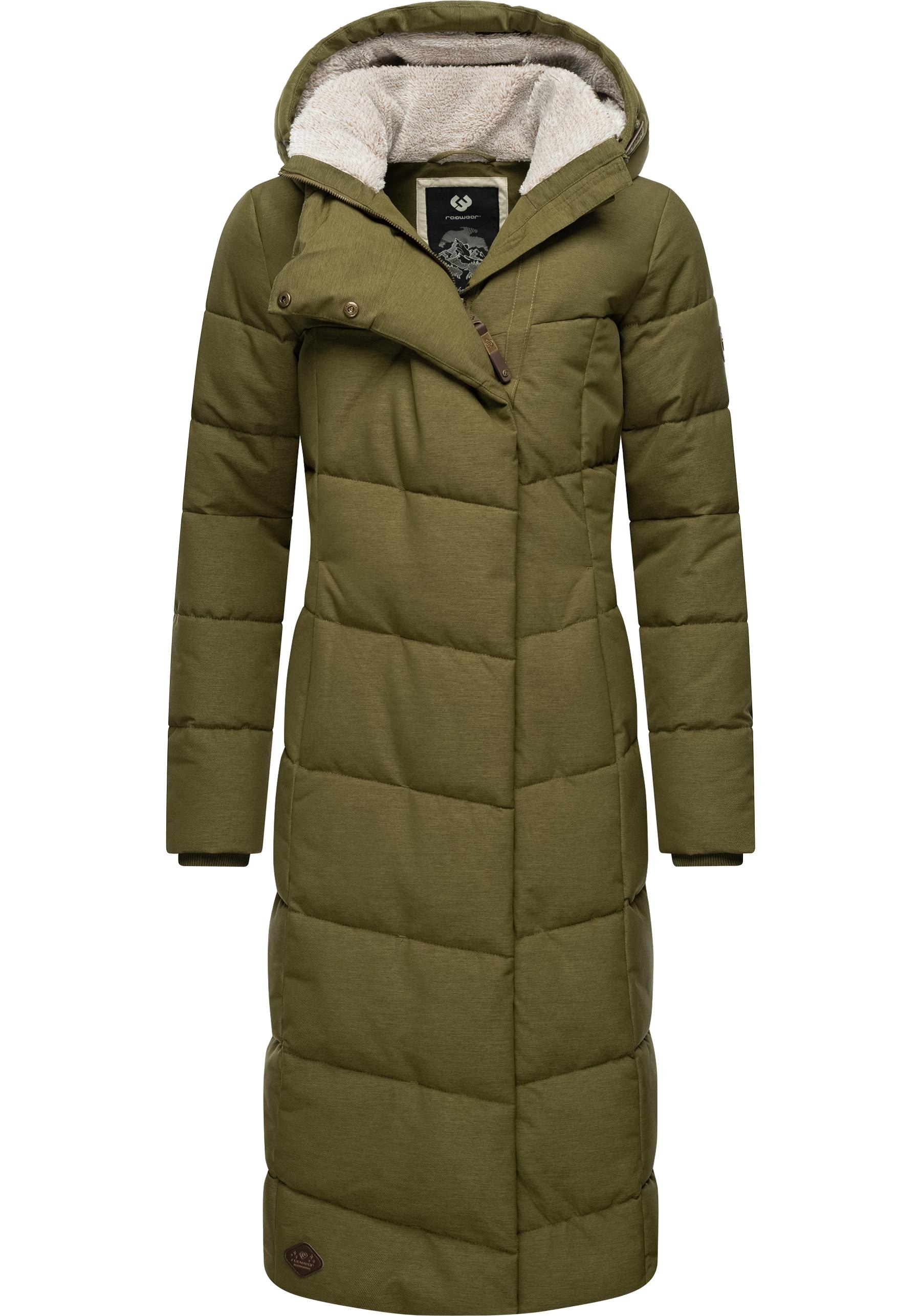 Ragwear Wintermantel "Pavla Long", extralanger Winterparka mit Teddyfutter und Kapuze