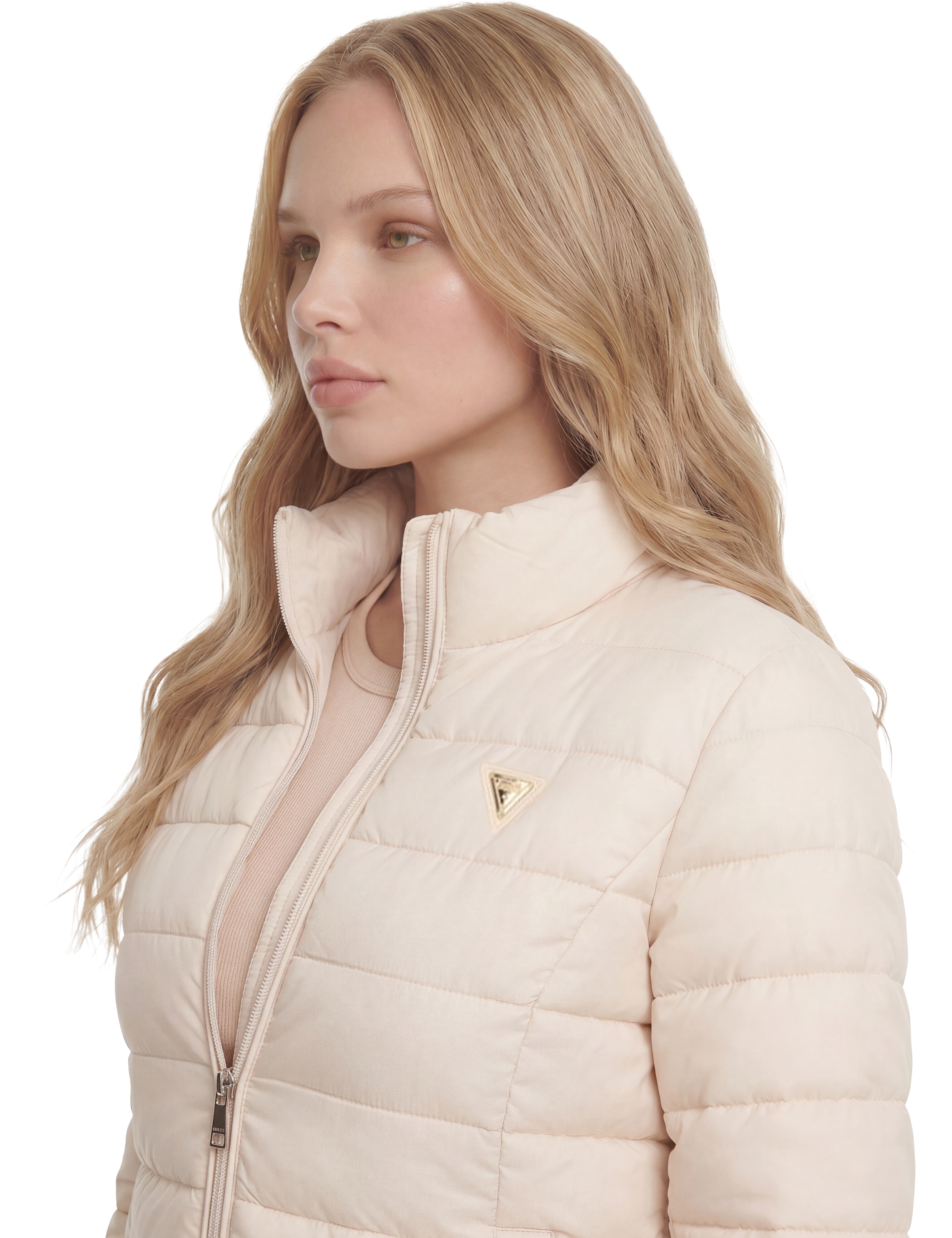 Guess Steppjacke »SOLID HEAVY DIANN PUFFER JACKE« mit Kapuze mit Stehkragen, gefüttert