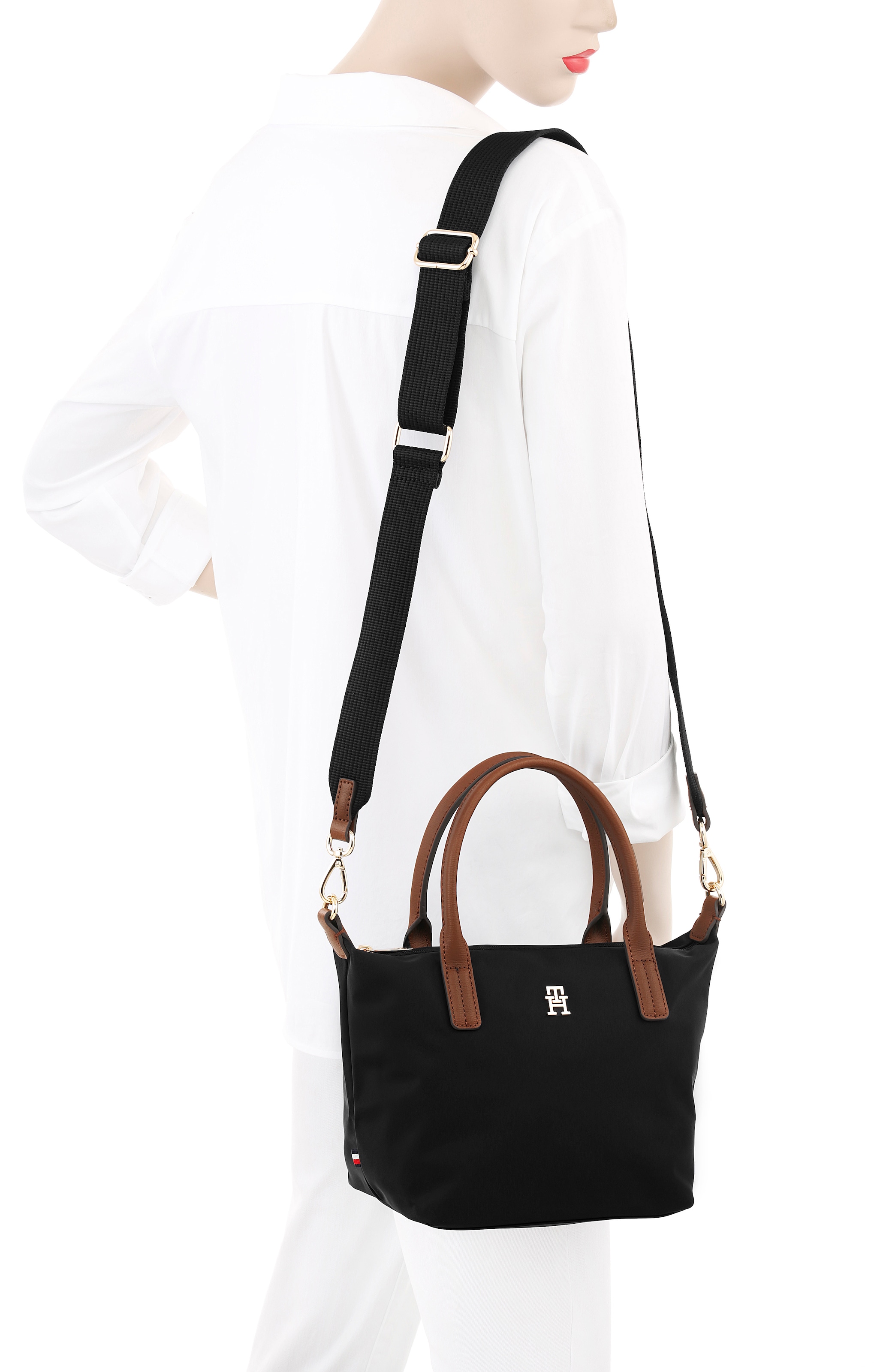 Tommy Hilfiger Tragetasche »POPETTE MINI TOTE«, Damen Umhängetasche, Minibag mit abnehmbarem Riemen