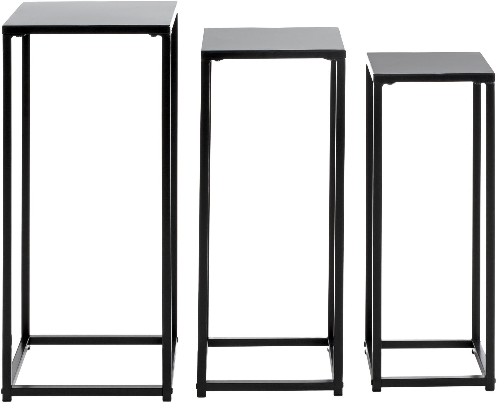 HAKU Blumentisch »Blumenpodest, Blumenständer, Pflanzsäule« Set, 3er Set, 3 Stk. tlg. quadratisch - aus Metall Schwarz B/T/H 22/22/61, 26/26/66, 30/30/71 cm