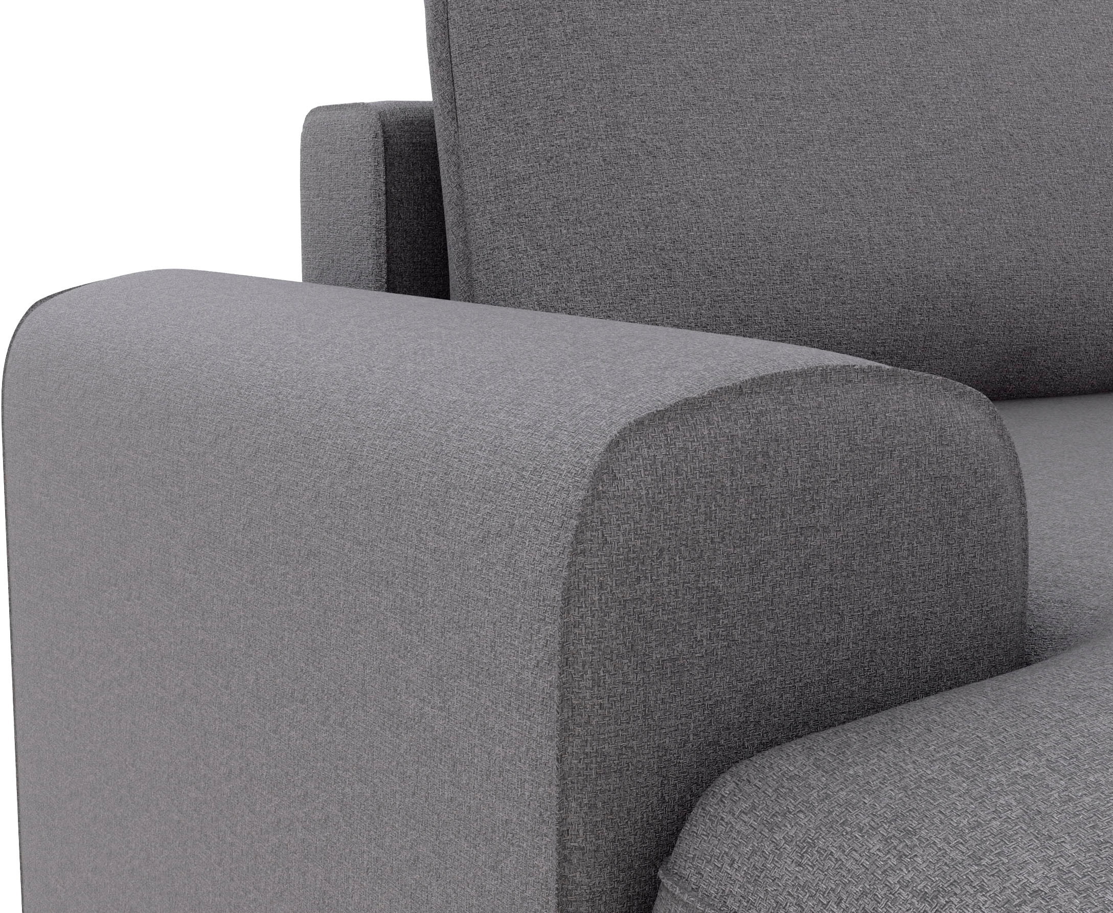 TRENDMANUFAKTUR Ecksofa »Fordon, Schlafsofa mit Bettkasten, Couch in L-Form, Breite 250 cm«, in Struktur LUMOS, 3D-Effekt, anthrazit, Recamiere rechts
