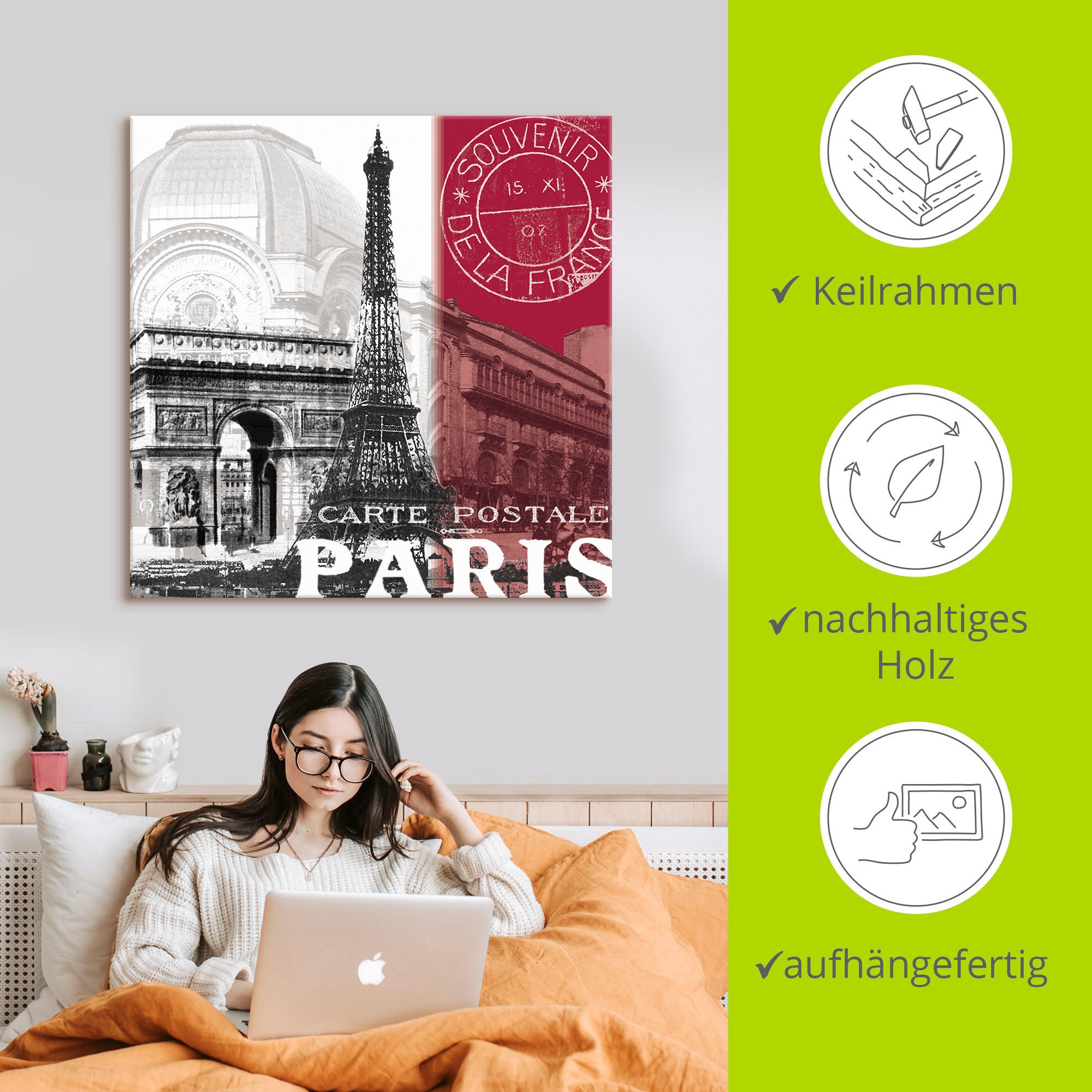 Artland Wandbild »Paris«, Gebäude, (1 St.), als Alubild, Outdoorbild, Leinwandbild in verschied. Größen