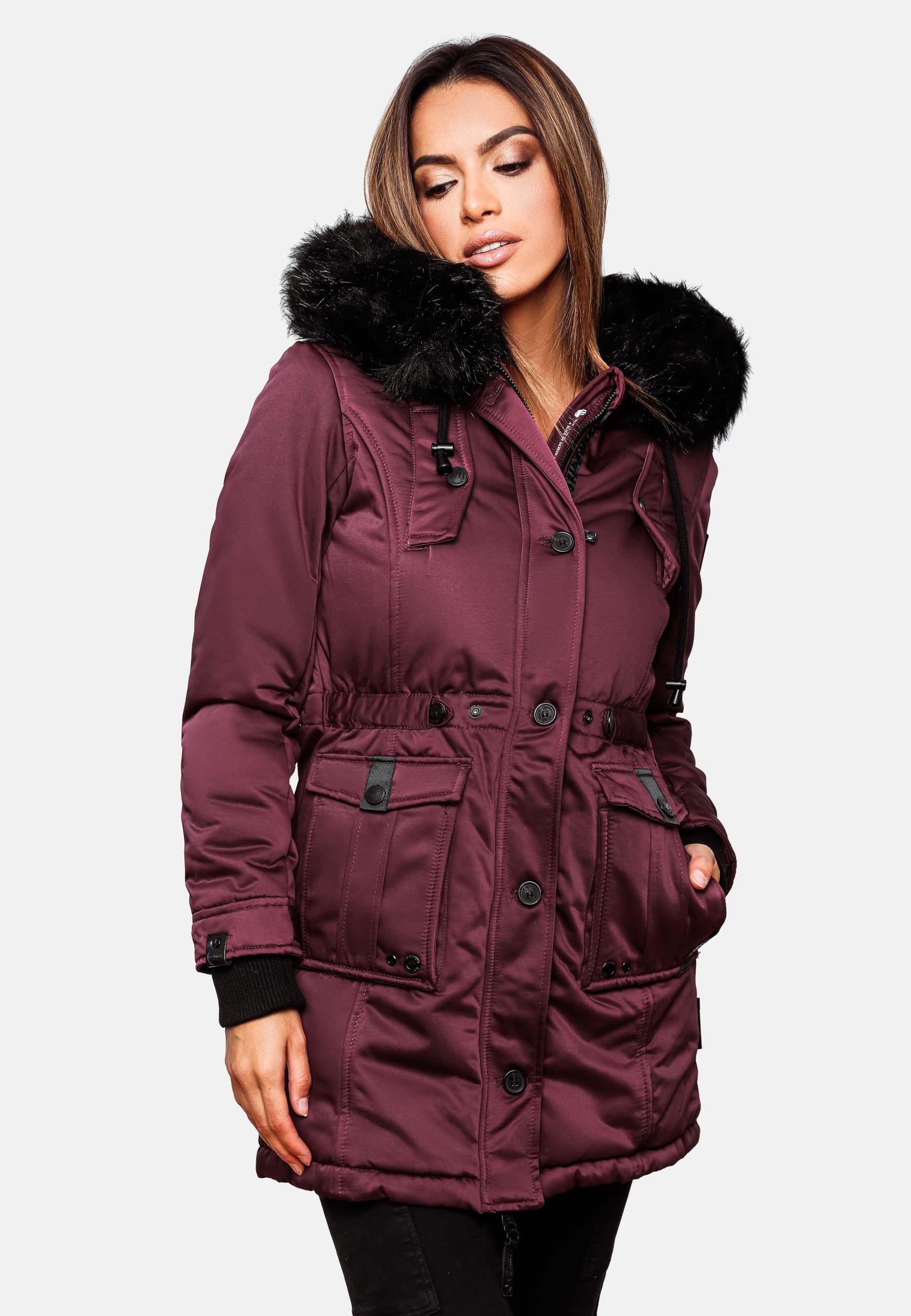 Navahoo Wintermantel »Luluna Prc«, edler Parka mit großer Kunstfellkapuze