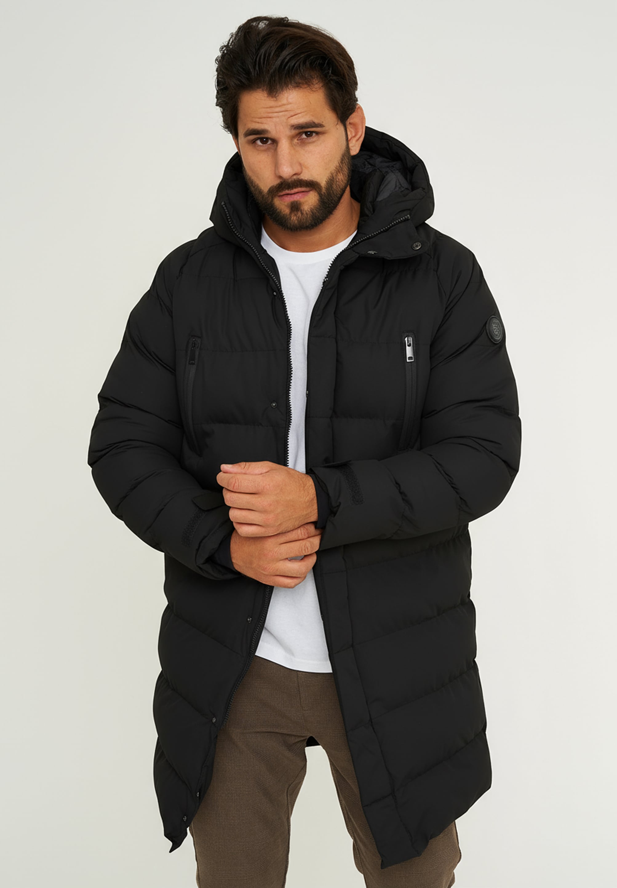 SOULSTAR Parka »Winterjacke als Langer Steppmantel - Winterparka« mit Kapuze Herren Winterjacke Wintermantel Steppjacke Pufferjacke mit Kapuze