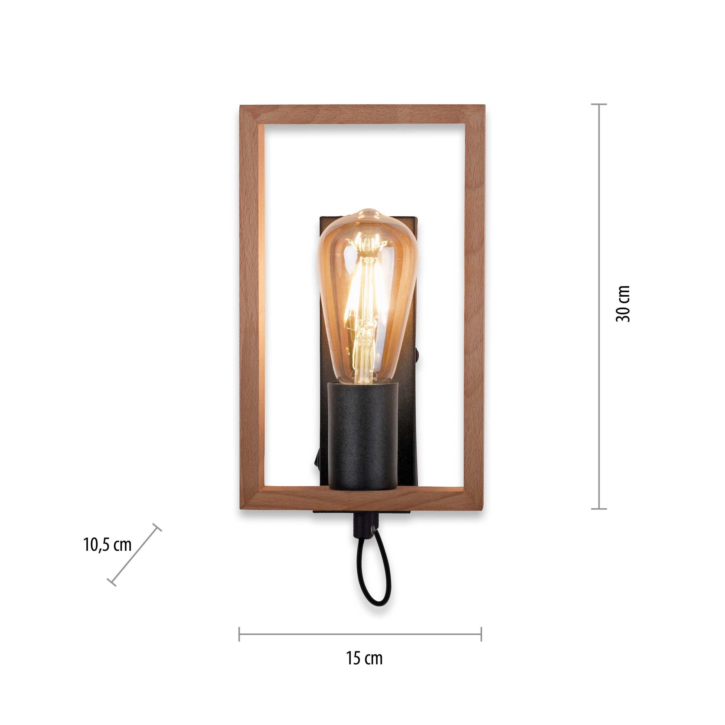 JUST LIGHT Wandleuchte »FRANKY«, 1 flammig, Leuchtmittel E27 | ohne Leuchtmittel, ExklusiveE27, Schalter, Wippschalter