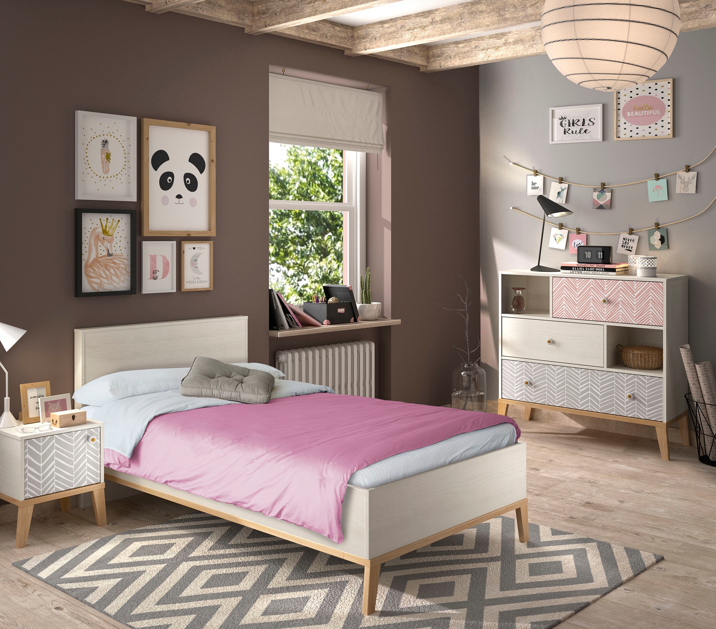 Gami Jugendzimmer-Set »Alika«, (Set, 3 St., Bett, Nachttisch, Kommode)