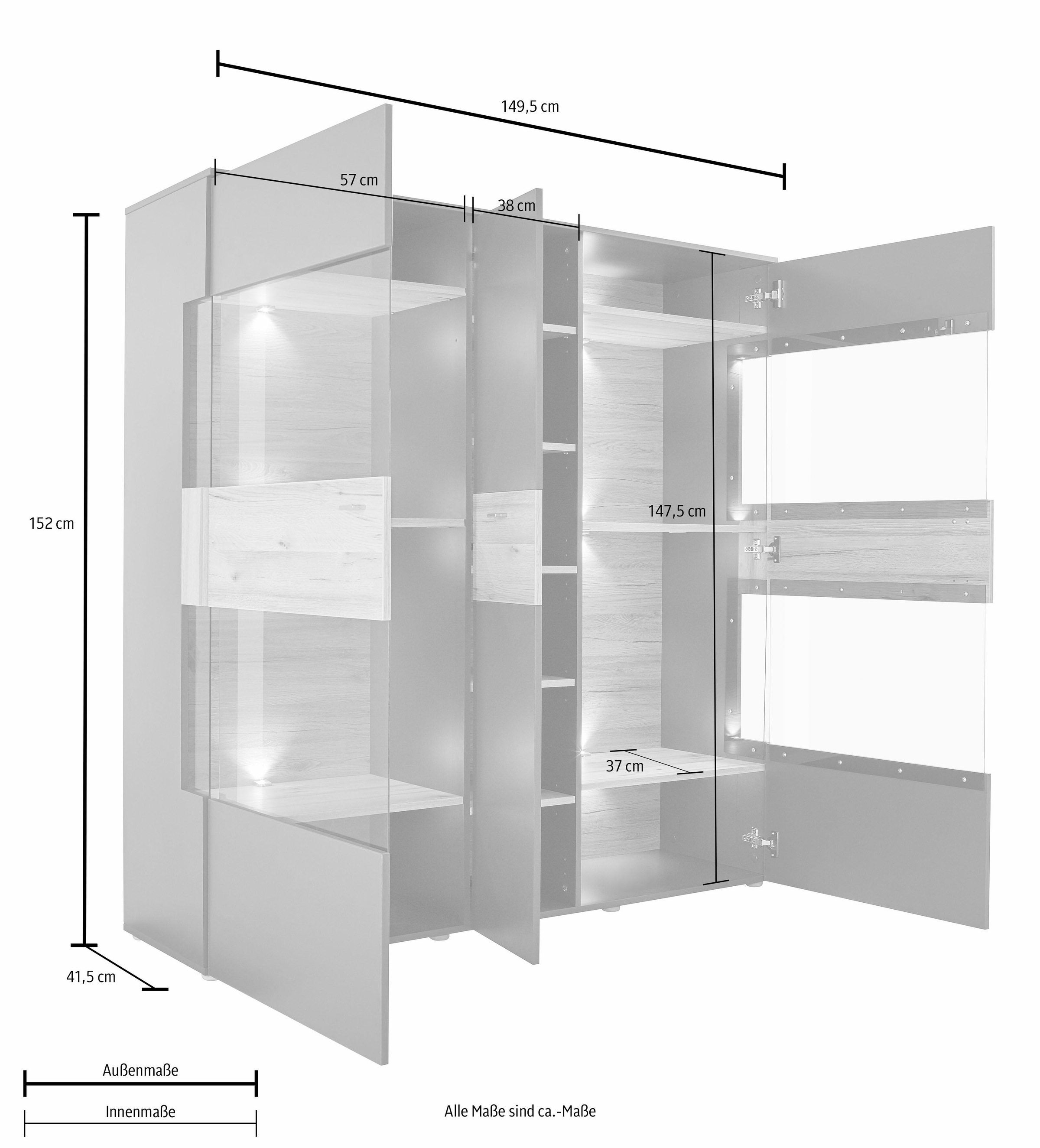 Beleuchtung 152 | cm, FORTE inkl. BAUR Breite Vitrine,