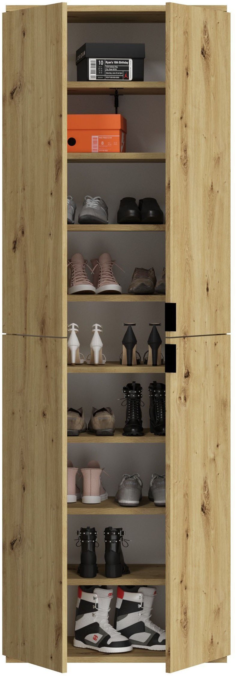 INOSIGN Garderoben-Set »Trondheim, Breite 183 cm, best. aus 3 Schränken, 12 Türen, 27 Fächer«, (Set, 3 St.), inkl. ausziehbarer Kleiderstange, Garderobenschrank, Kleiderschrank