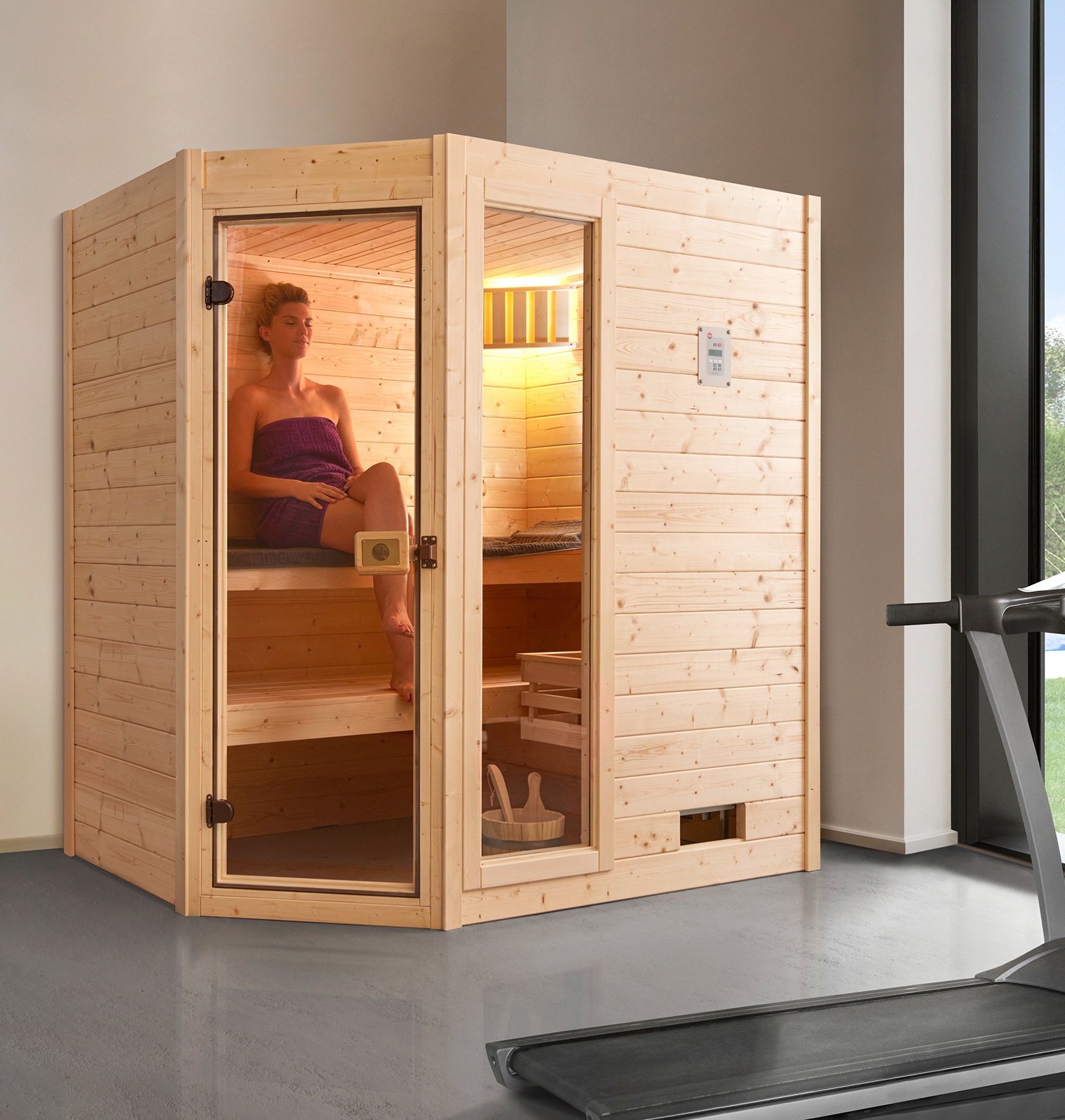 weka Sauna »Valida Eck 1«, 5,4 kW Ofen mit int. Steuerung, mit Fenster