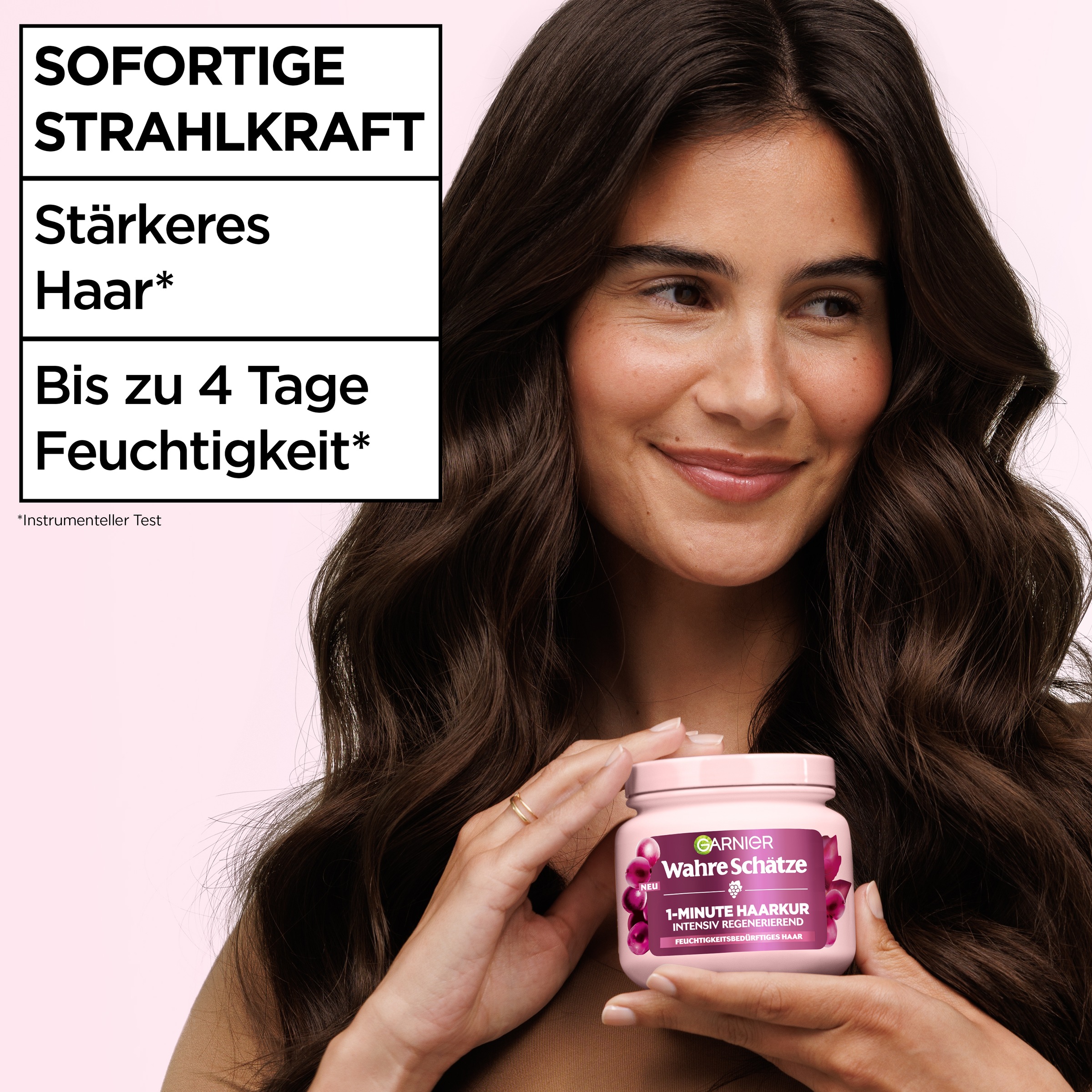 GARNIER Haarkur »Garnier Wahre Schätze 1-Minute Haarkur Traube Hydraboost« für feuchtigkeitsbedürftiges Haar, mit Traubenwasser und Traubenkernöl