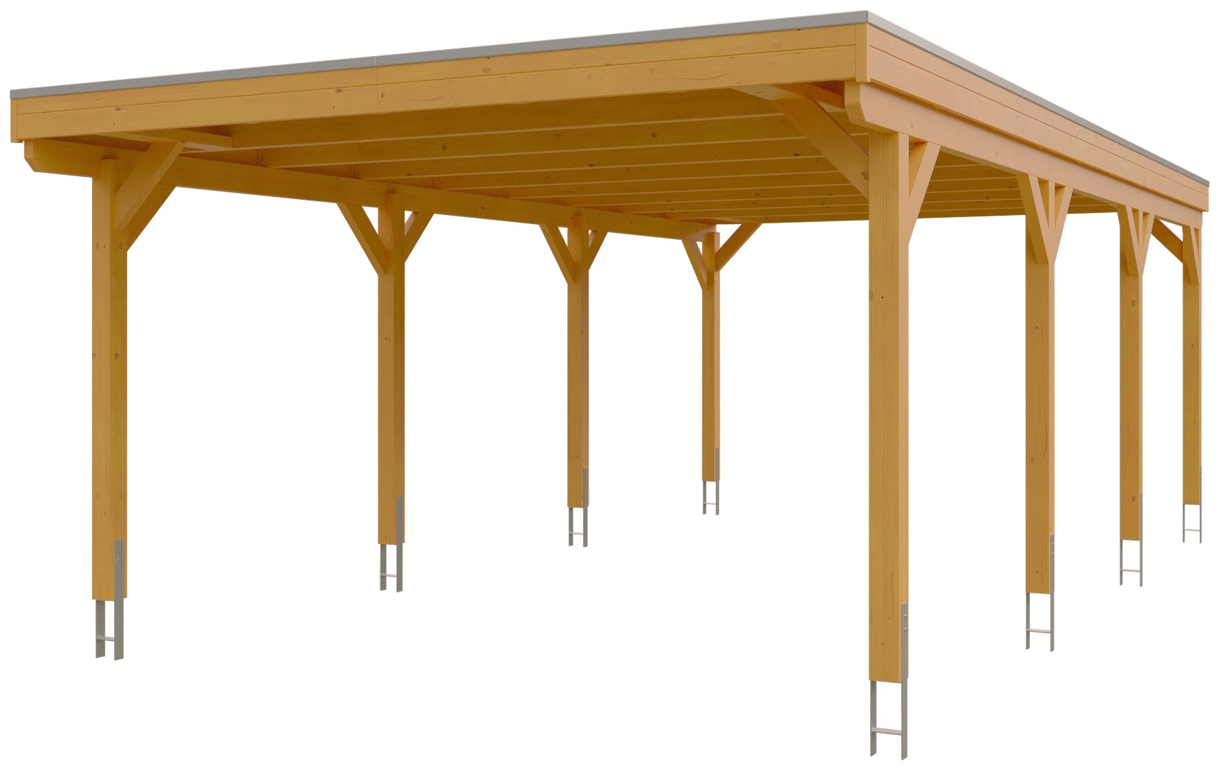 Skanholz Einzelcarport »Grunewald«, hellbraun, mit Aluminiumdach
