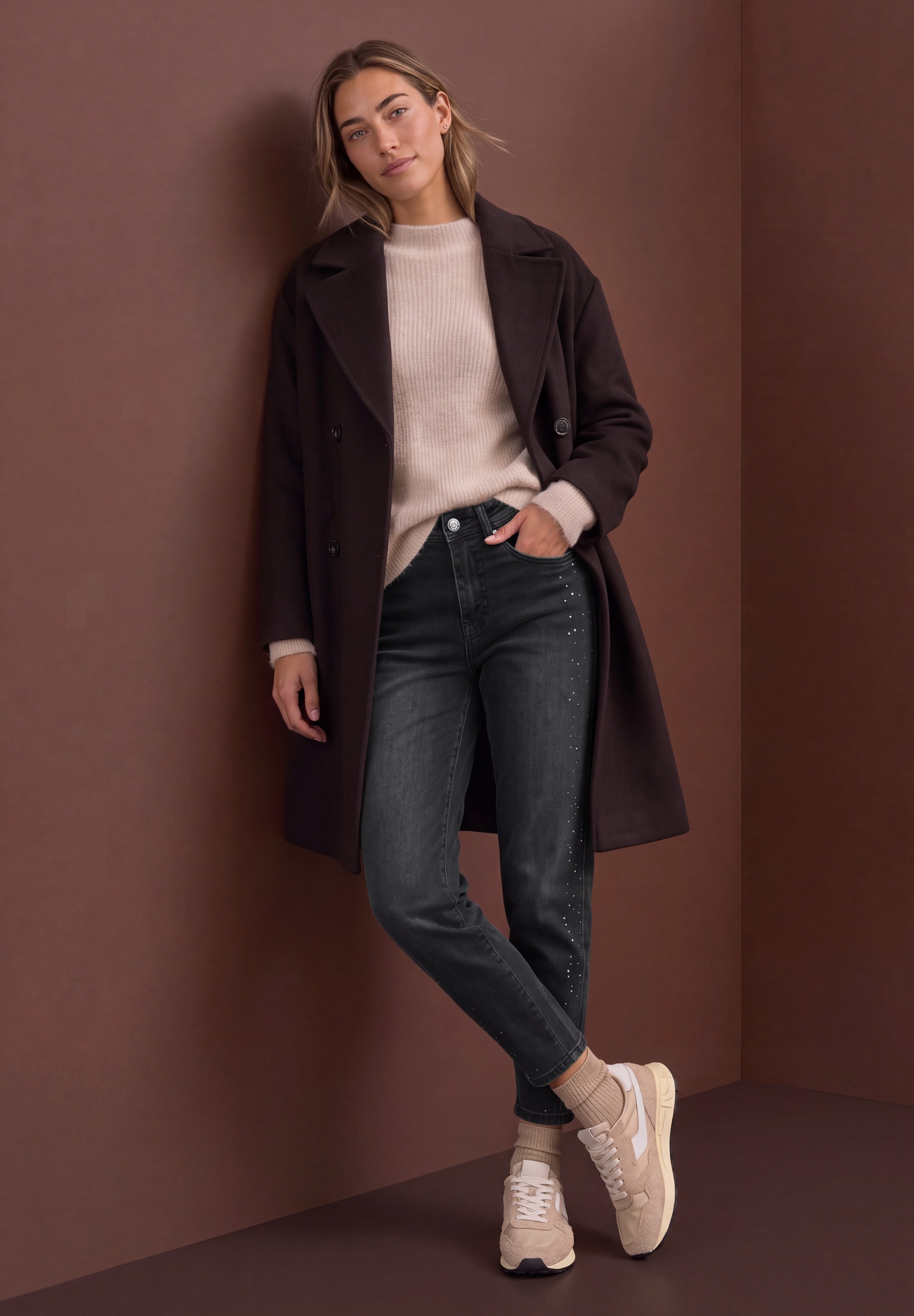 STREET ONE Loose-fit-Jeans mit Glitzerdetails