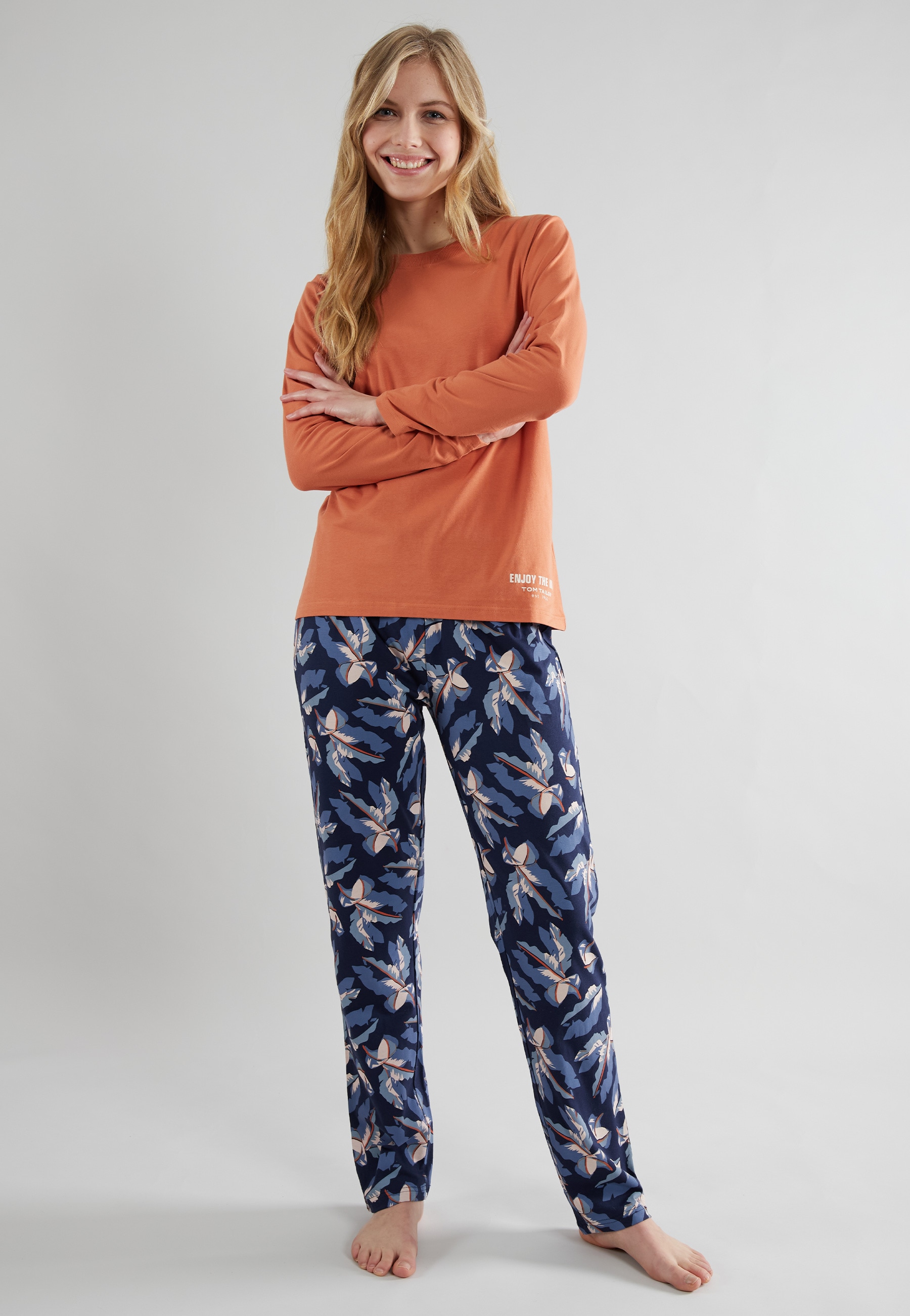 TOM TAILOR Pyjama "Manila", 2 Stk. mit Muster, Langarm, Rundhalsausschnitt, günstig online kaufen