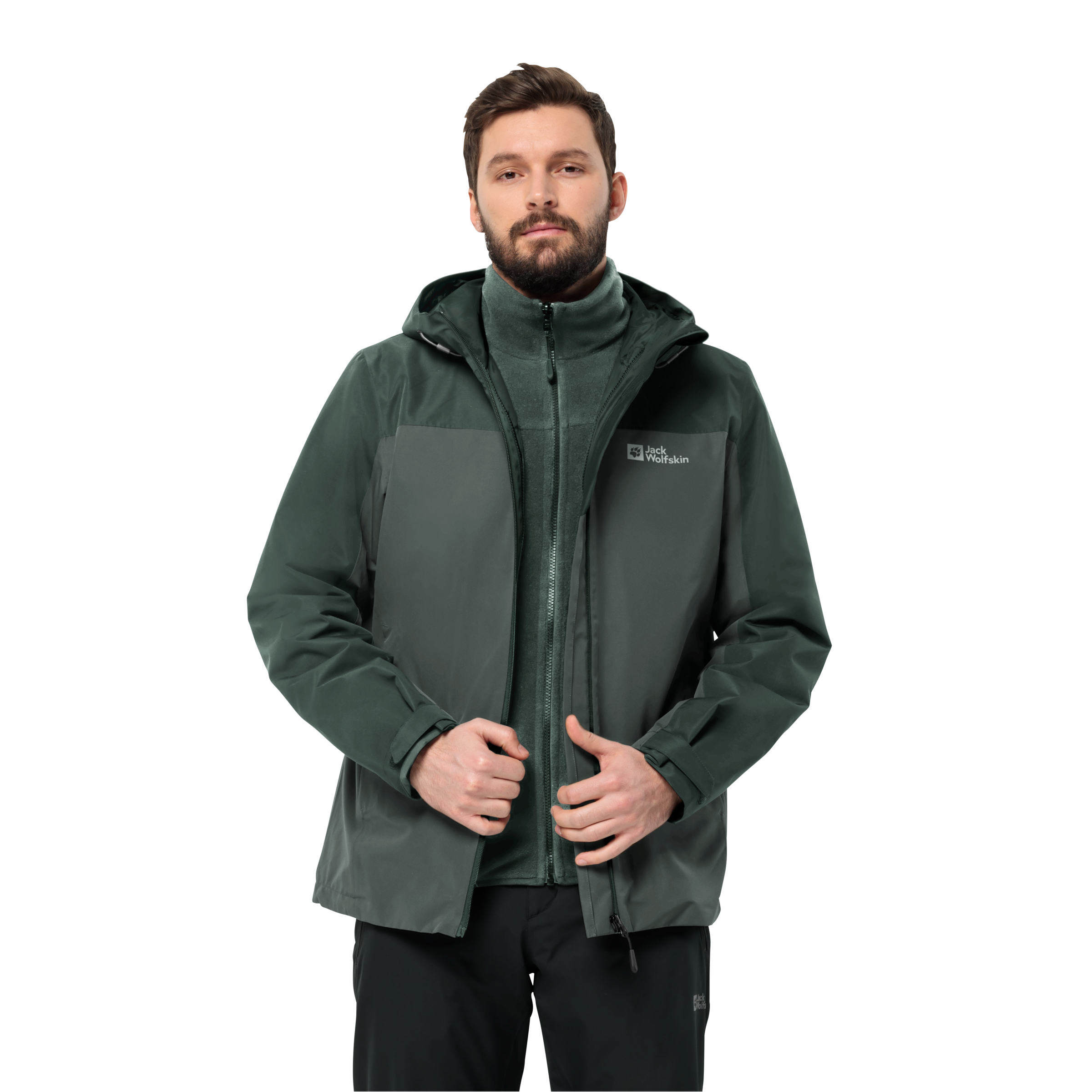 Jack Wolfskin 3-in-1-Funktionsjacke »TAUBENBERG 3IN1 JKT M«, mit Kapuze, mit wasserabweisenden Reißverschlüssen