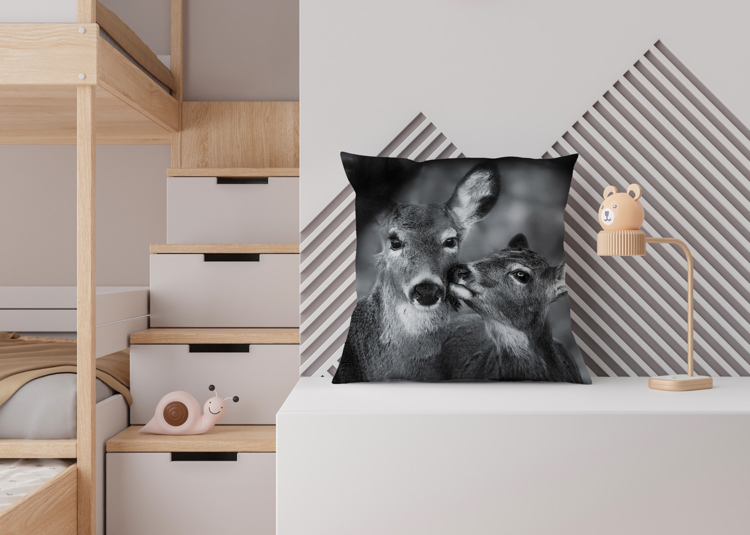 queence Dekokissen »Rehkitz mit Mama«, Kissenhülle mit HD Premium Druck, geruchsneutral, 40x40cm