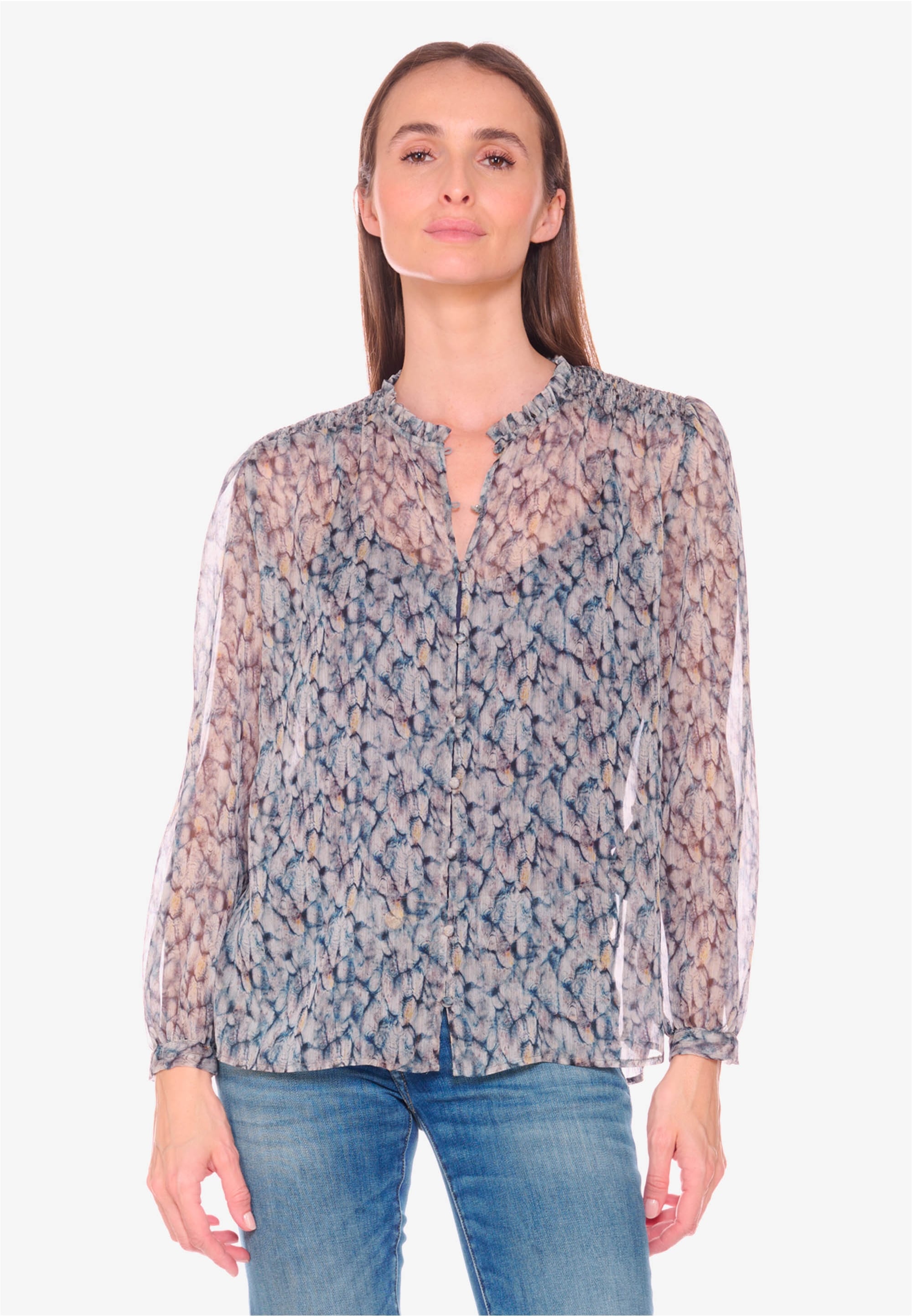 Le Temps Des Cerises Klassische Bluse »MACLEAR«, mit schönem Allover-Muster