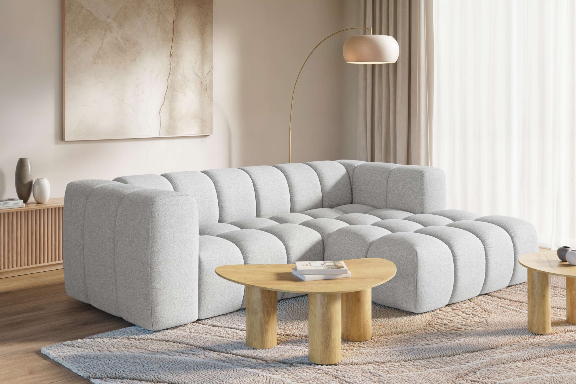 homsy by Ana Johnson Ecksofa ""L" BOUBELLE L-Form, Design-Sofa, Bubble-Optik, Breite 247 cm" hoher Sitzkomfort dank Wellenunterfederung, L Sitztiefe 63 cm