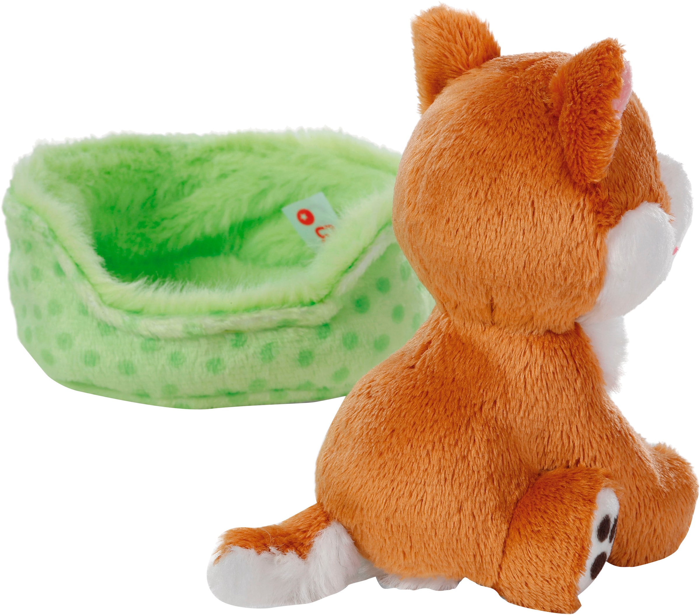 Nici Kuscheltier »Little Paws, Hund Shiba Inu, 12 cm, im Körbchen grün«