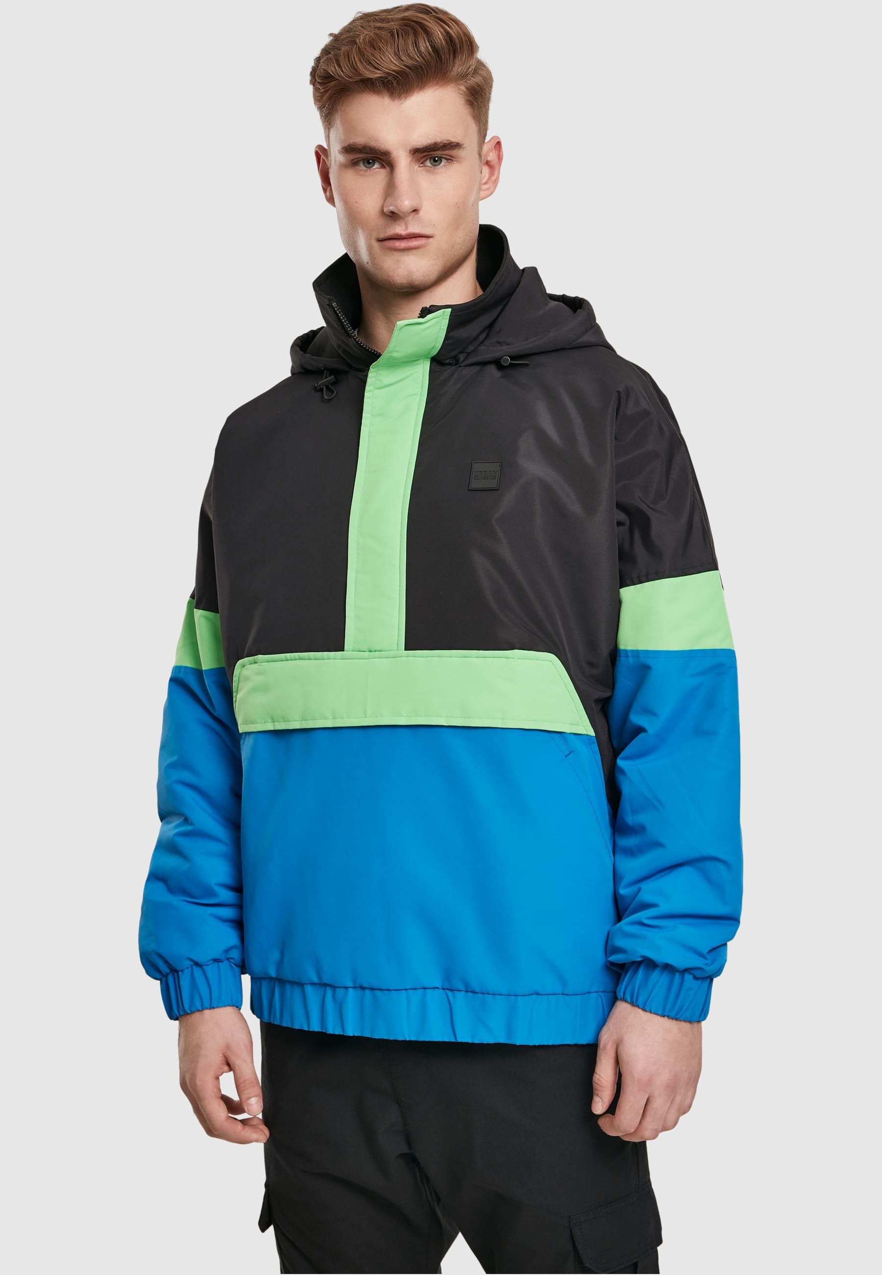URBAN CLASSICS Allwetterjacke »Urban Classics Herren 3-Tone Neon Mix Pull Over Jacket«, (1 St.), mit Kapuze