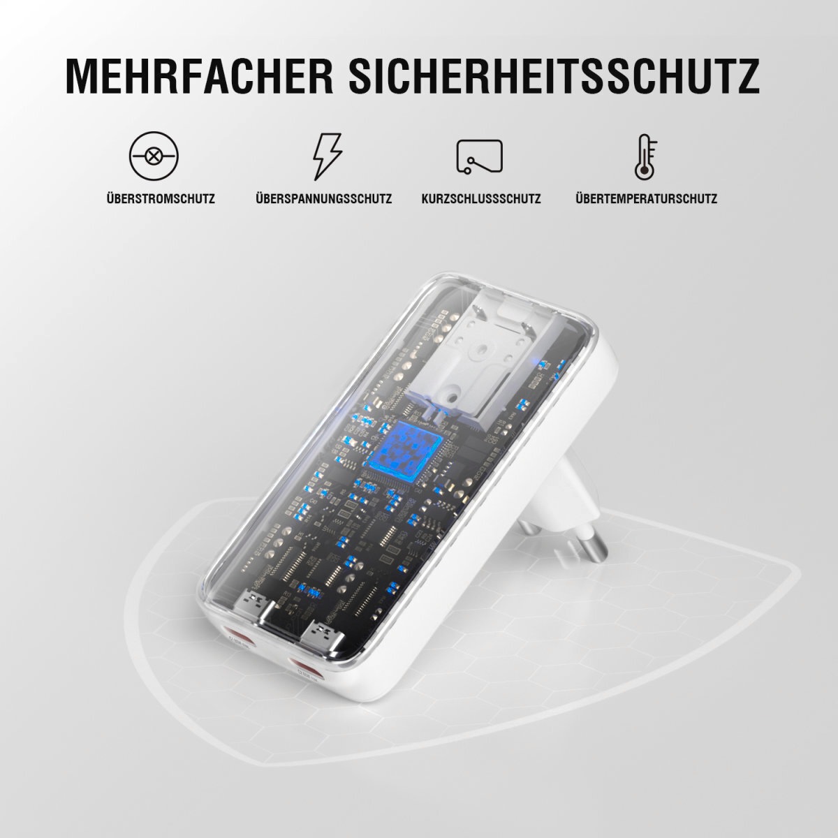 4smarts USB-Ladegerät »FlatPlug Slim Dual 65W GaN 2x USB-C«, extrem flaches Design