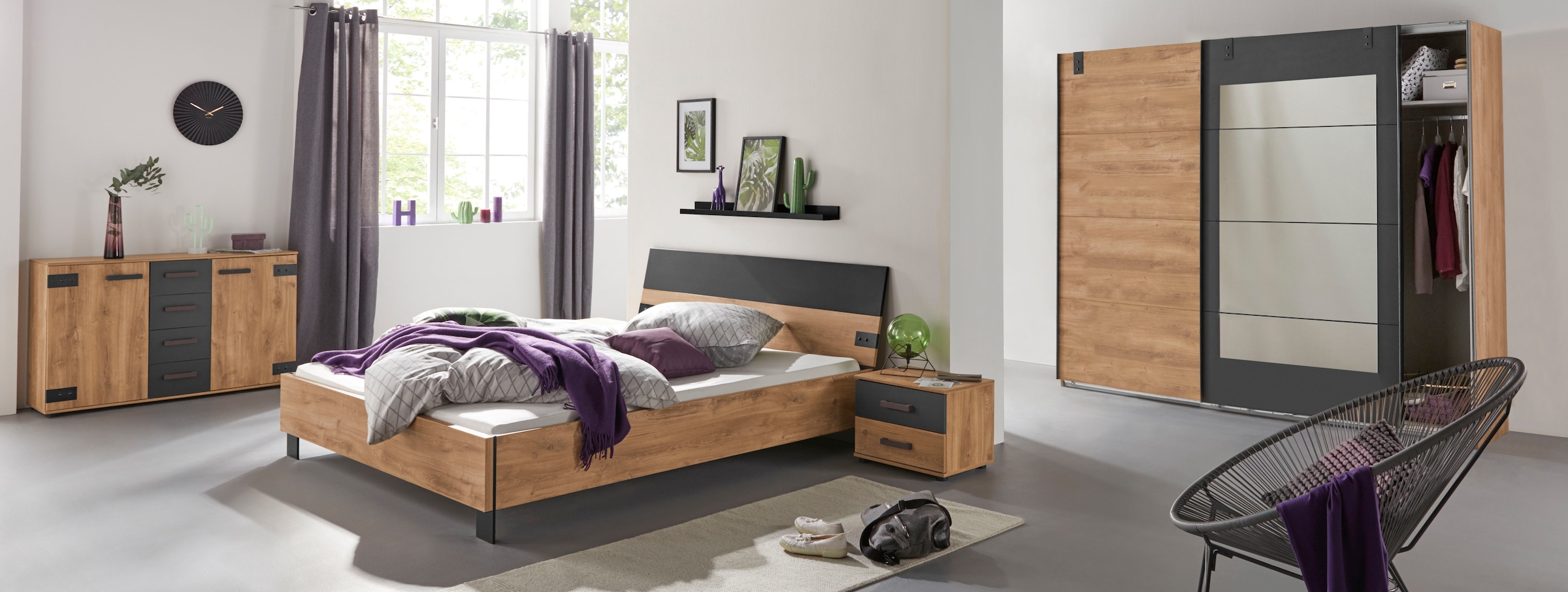 Wimex Schwebetürenschrank »Malmö, Kleiderschrank wahlweise mit oder ohne Spiegel«, Kleiderschrank im Industrial Design, 225 oder 270cm breit