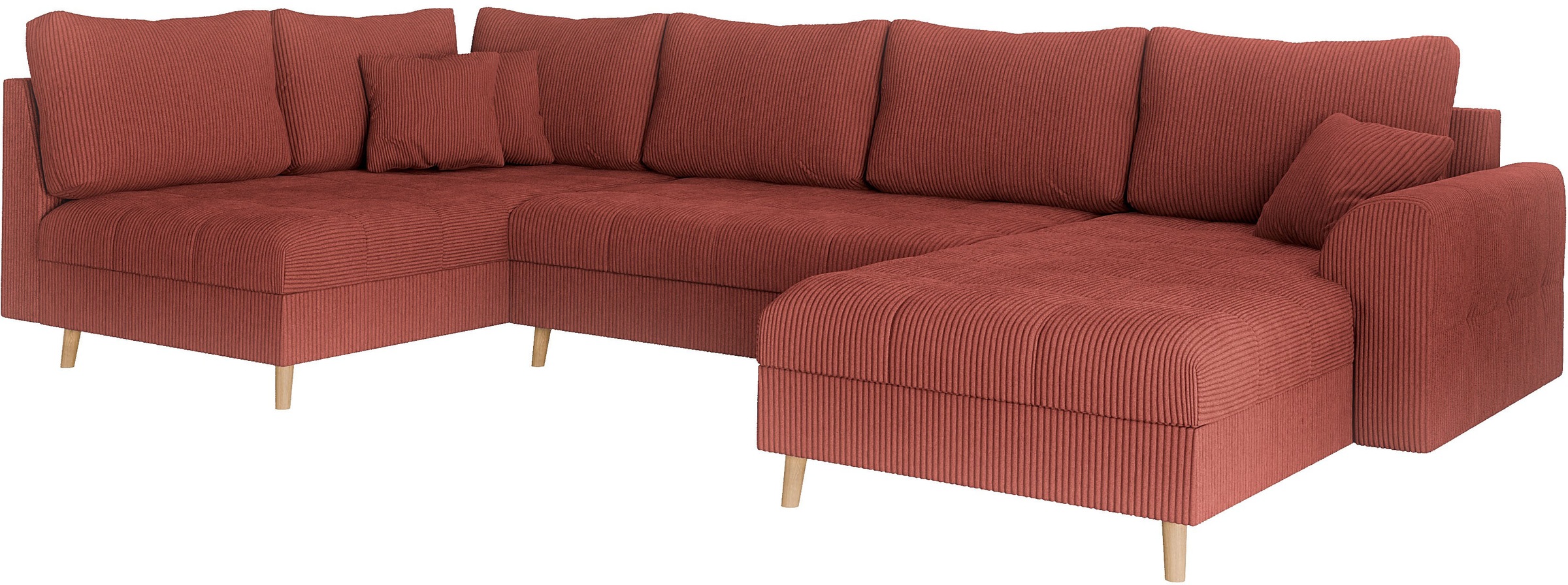 Home affaire Wohnlandschaft »CHARRE U-Form mit Ottomane, Maße B/T/H: 310/161/81 cm«, feine Steppung, lose Rücken- und Zierkissen, auch in Cord und Bouclé