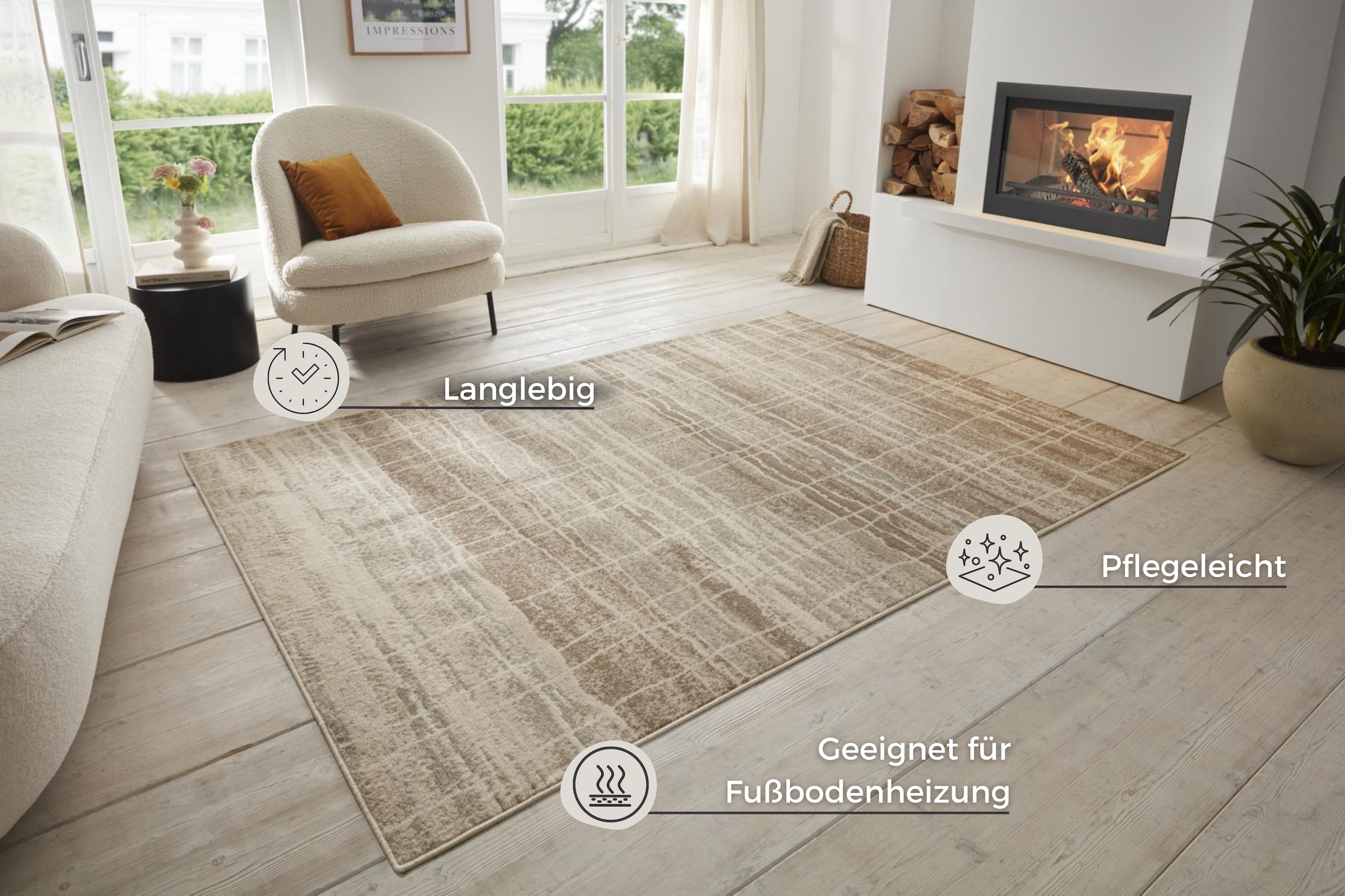 HANSE Home Teppich »Jord«, rechteckig, 8 mm Höhe, Kurzflor, Läufer, Vintage, Wohnzimmer, Schlafzimmer, Esszimmer, Flur