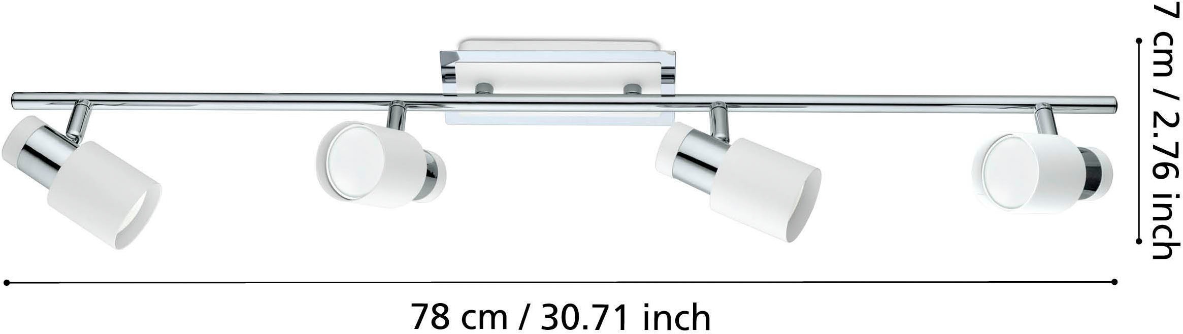 EGLO Deckenleuchte »Davida Deckenlampe, Deckenspot aus Metall, Wohnzimmerlampe, GU10« GU10 1 Stk. Spot - L78 x B7 cm - chrom, weiß - 4X4,6W inkl.