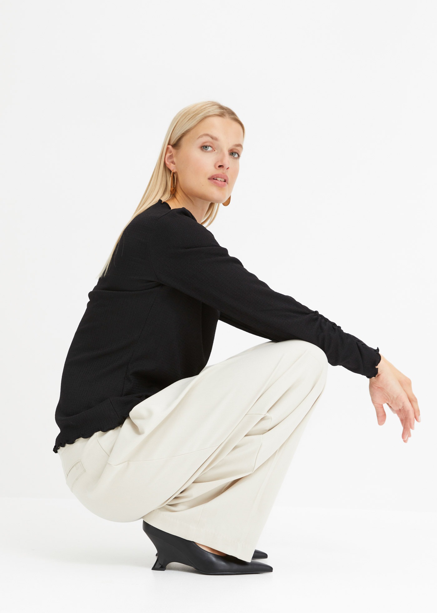 bonprix Langarmshirt »Shirt« mit Kräuselkanten