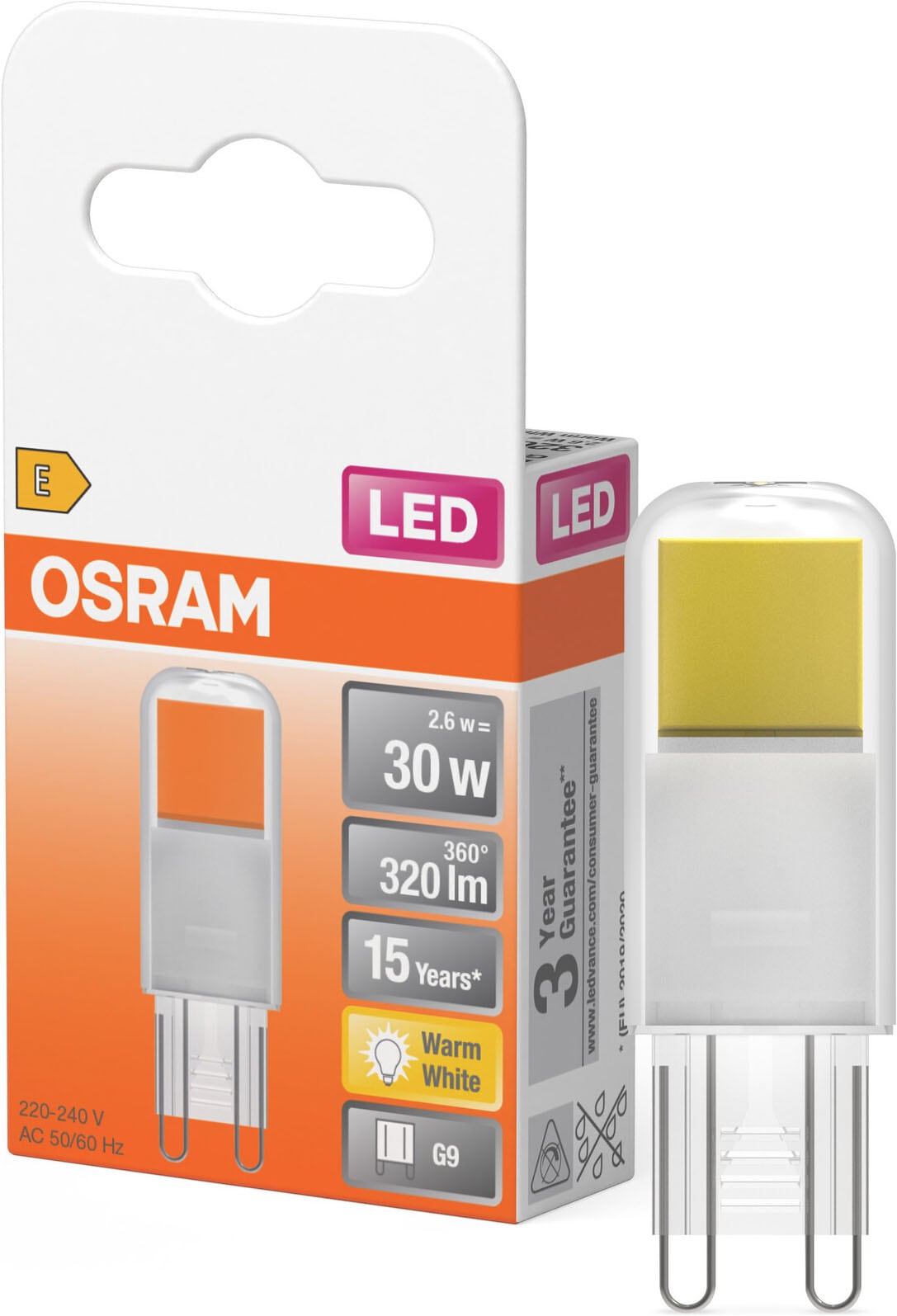 OSRAM LED-Leuchtmittel "LED PINLED-Lampe", L:5,2cm Ø:1,7cm, gelb, Leuchtmittel