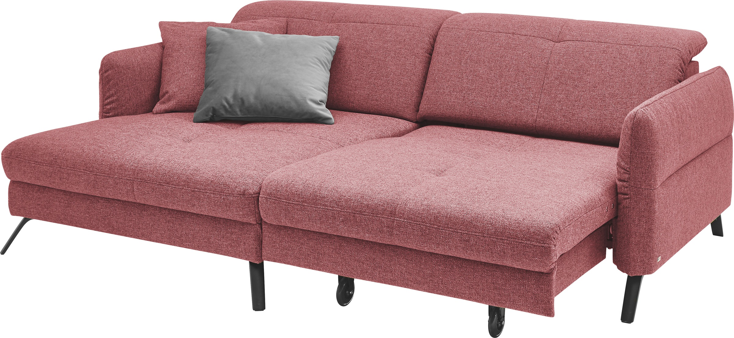 set one by Musterring Ecksofa »SO 4400 V«, wahlweise mit motorischer Bettfunktion & Kopfverstellung, Fuß schwarz