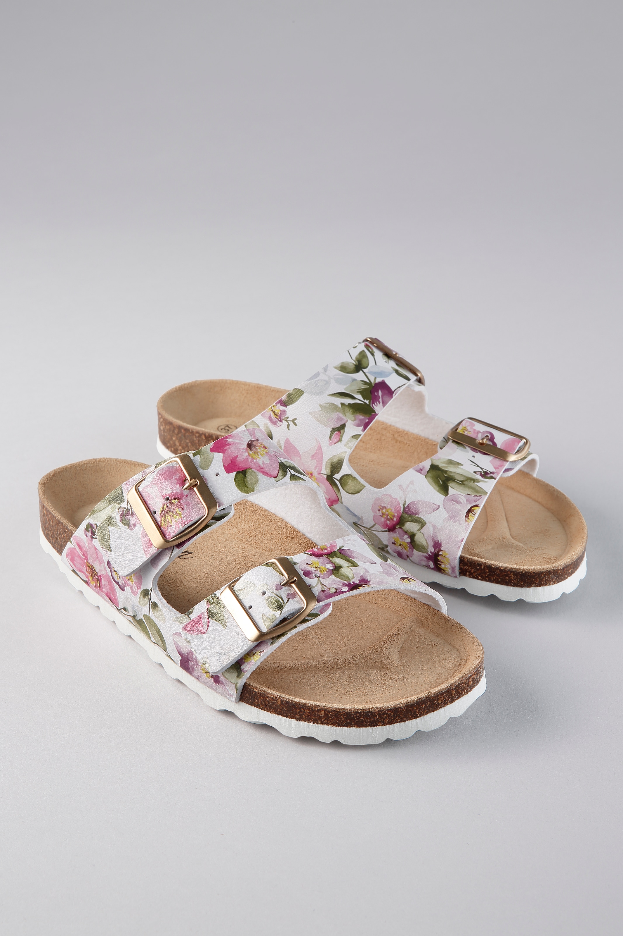 Aniston SHOES 1100000002199 Hausschuh, Sommerschuh mit Blumendruck - NEUE KOLLEKTION