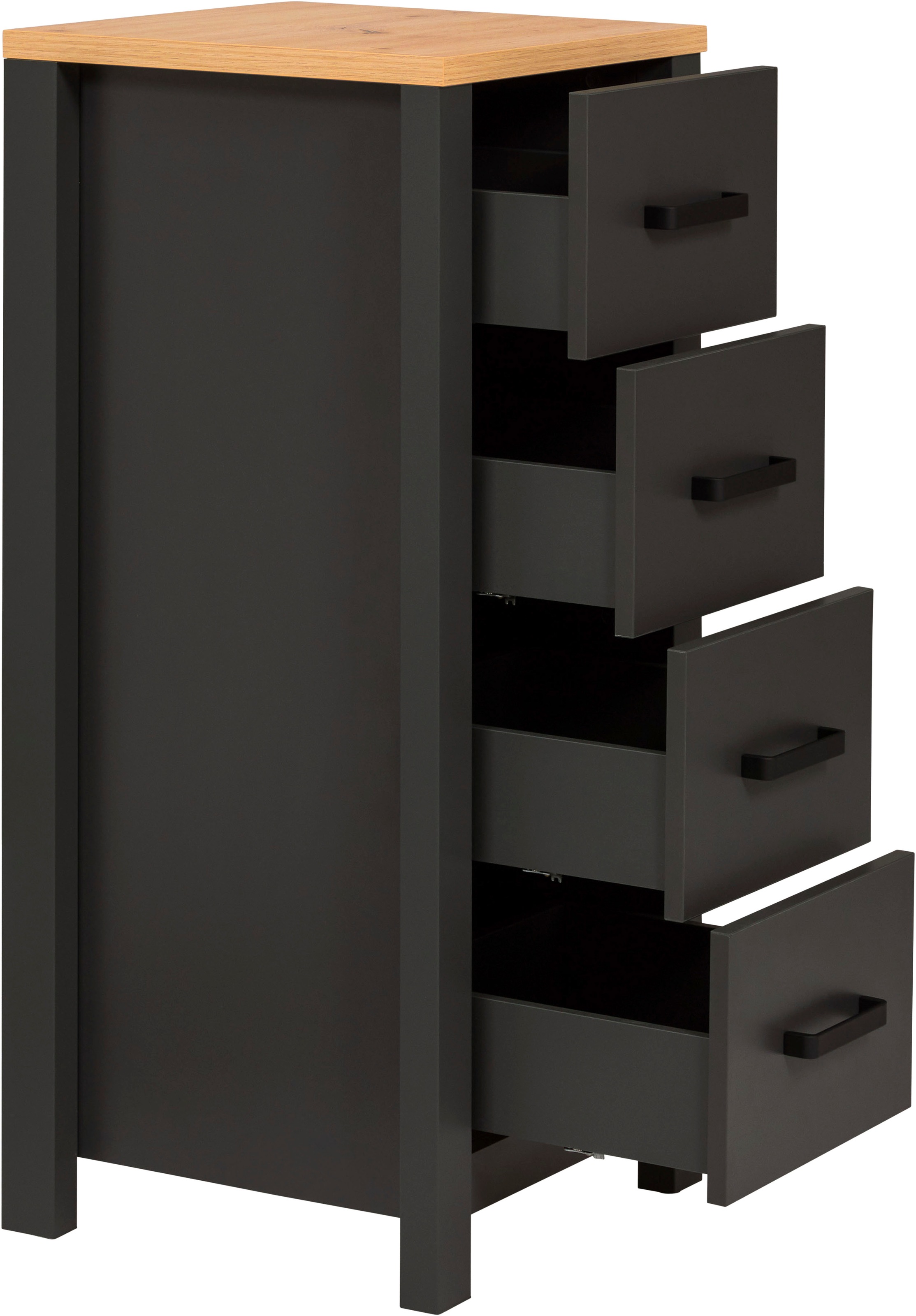 Inter Link Highboard »Carbona, Badschrank, Anthrazit/Artisan Eiche Nachbildung, Platzsparend« 1 Stk. tlg. Midischrank mit 4 Schubladen, 42 x 40 x 94 cm, Skandi Look