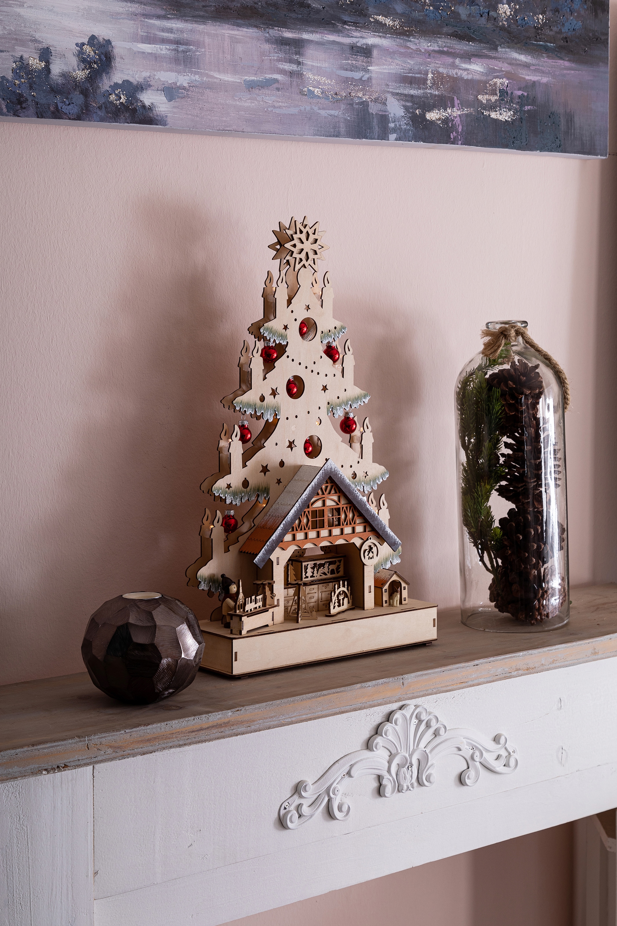 Myflair Möbel & Accessoires LED Schwibbogen, aus Holz, mit Weihnachtskugeln  geschmückt, Höhe ca. 49 cm kaufen | BAUR